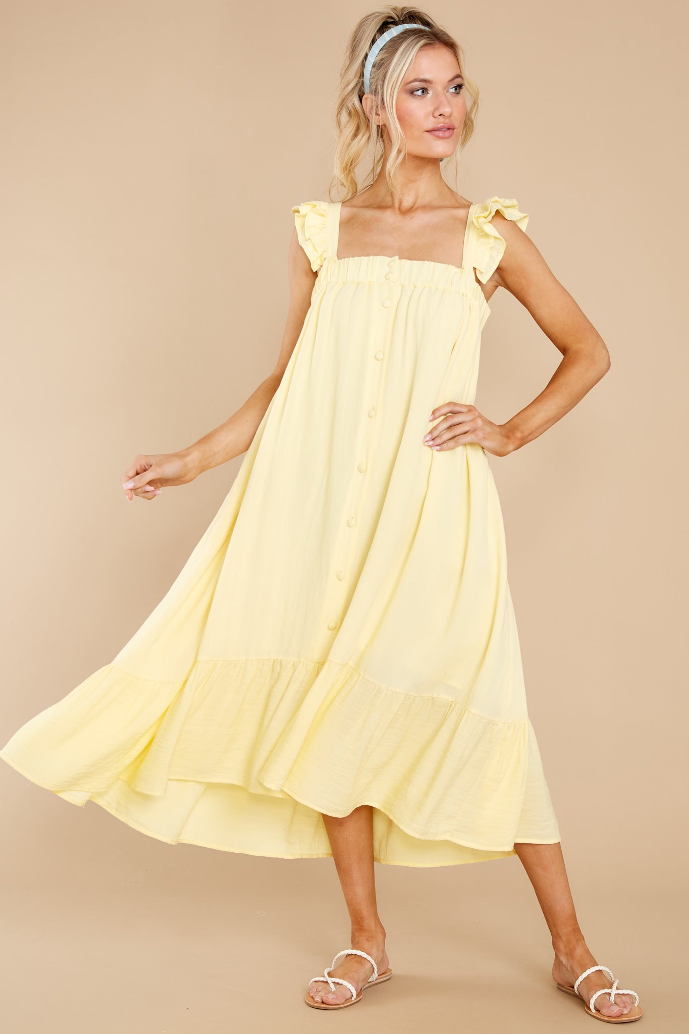 So You Hear Sunshine Yellow Midi Dress