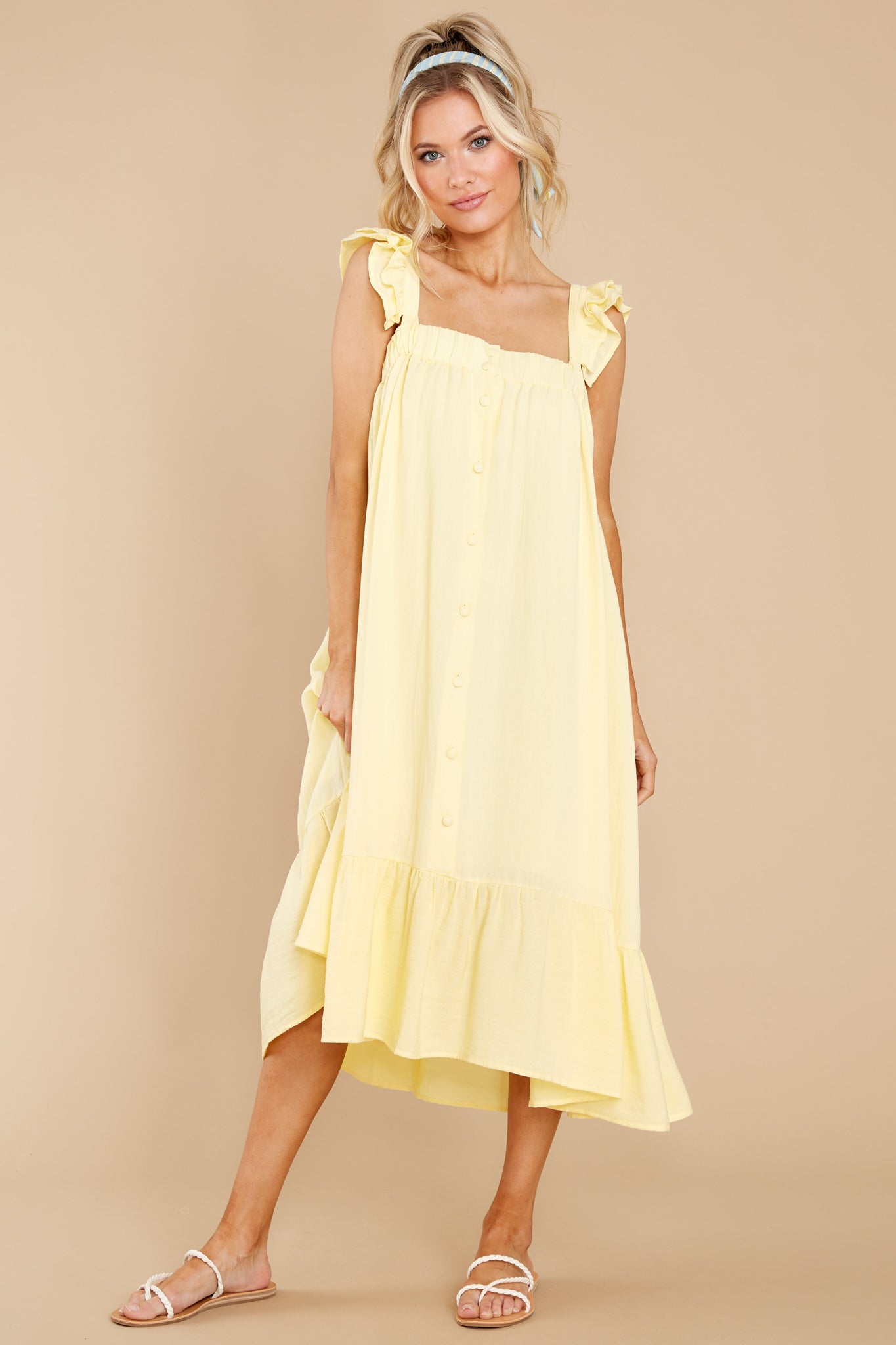 So You Hear Sunshine Yellow Midi Dress