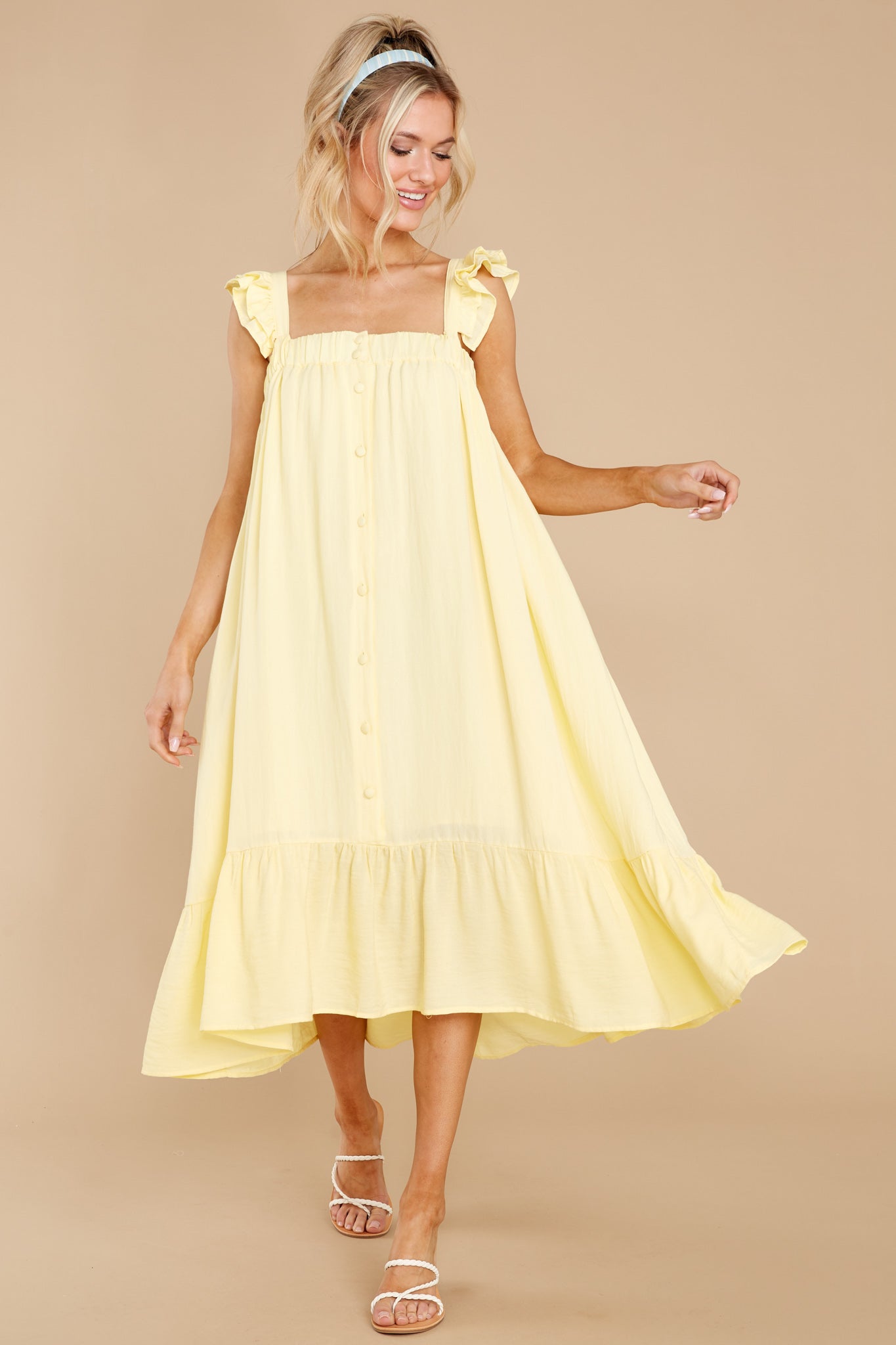 So You Hear Sunshine Yellow Midi Dress