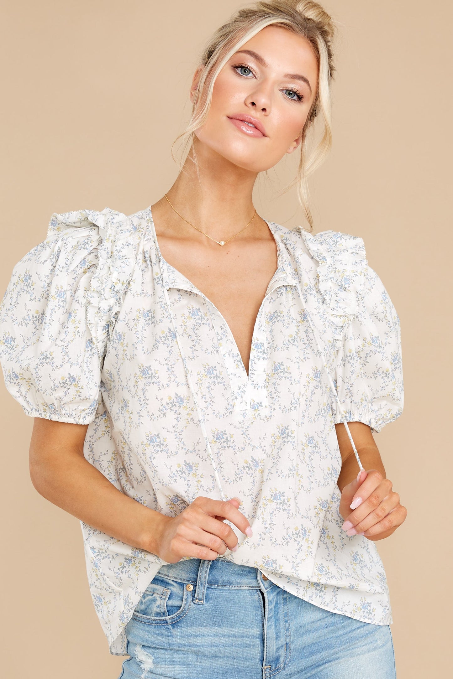 It's A Trend White Floral Print Top