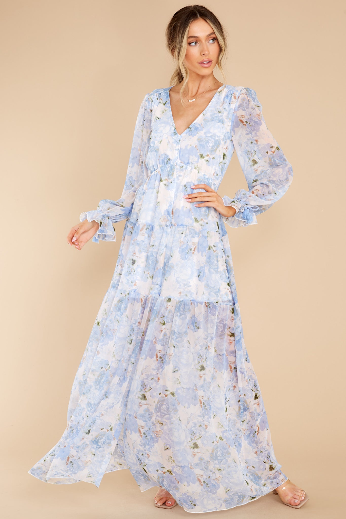 Everlasting Joy Blue Multi Floral Print Maxi Dress