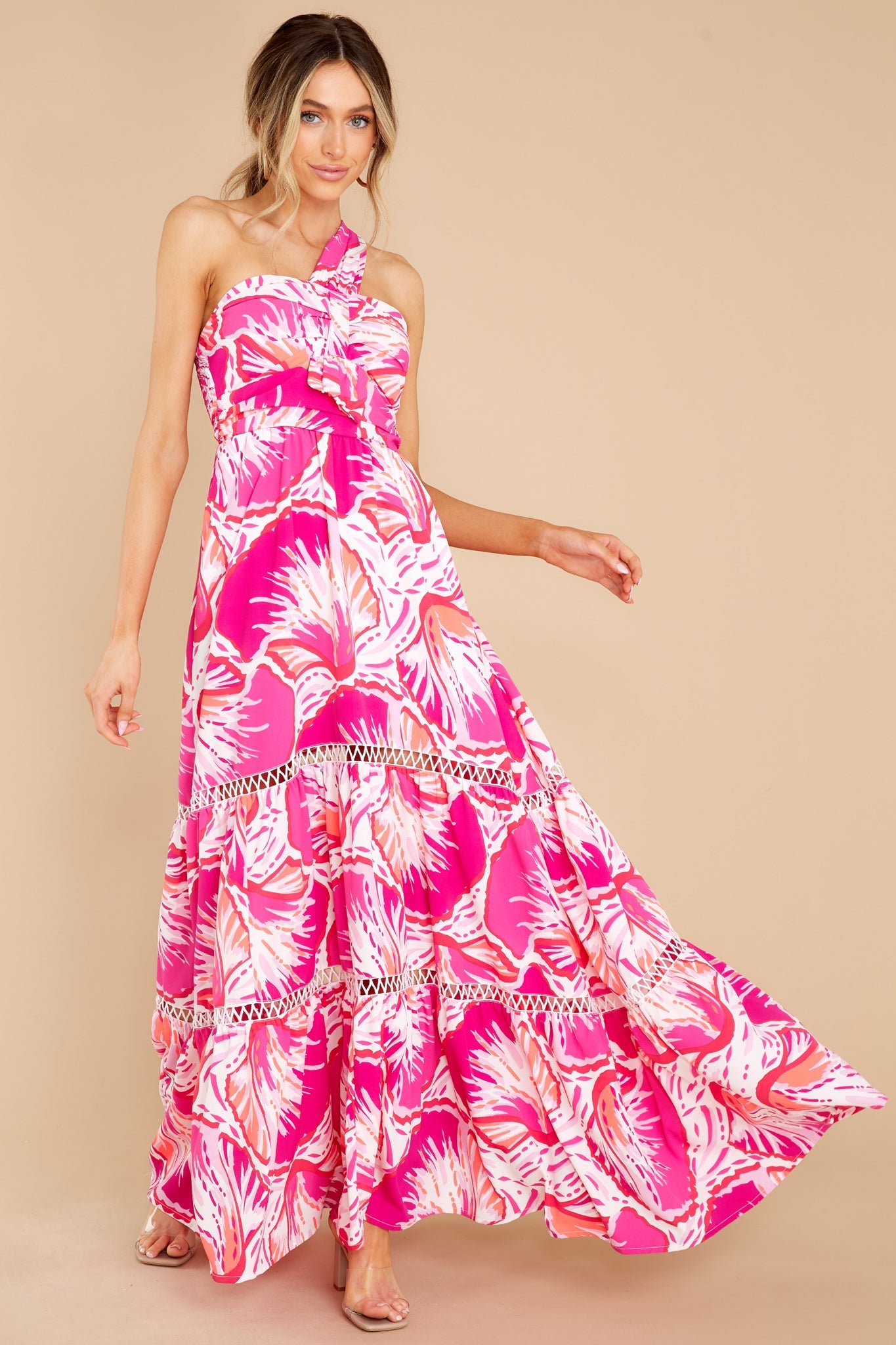 Elle Pink Shell Print Maxi Dress