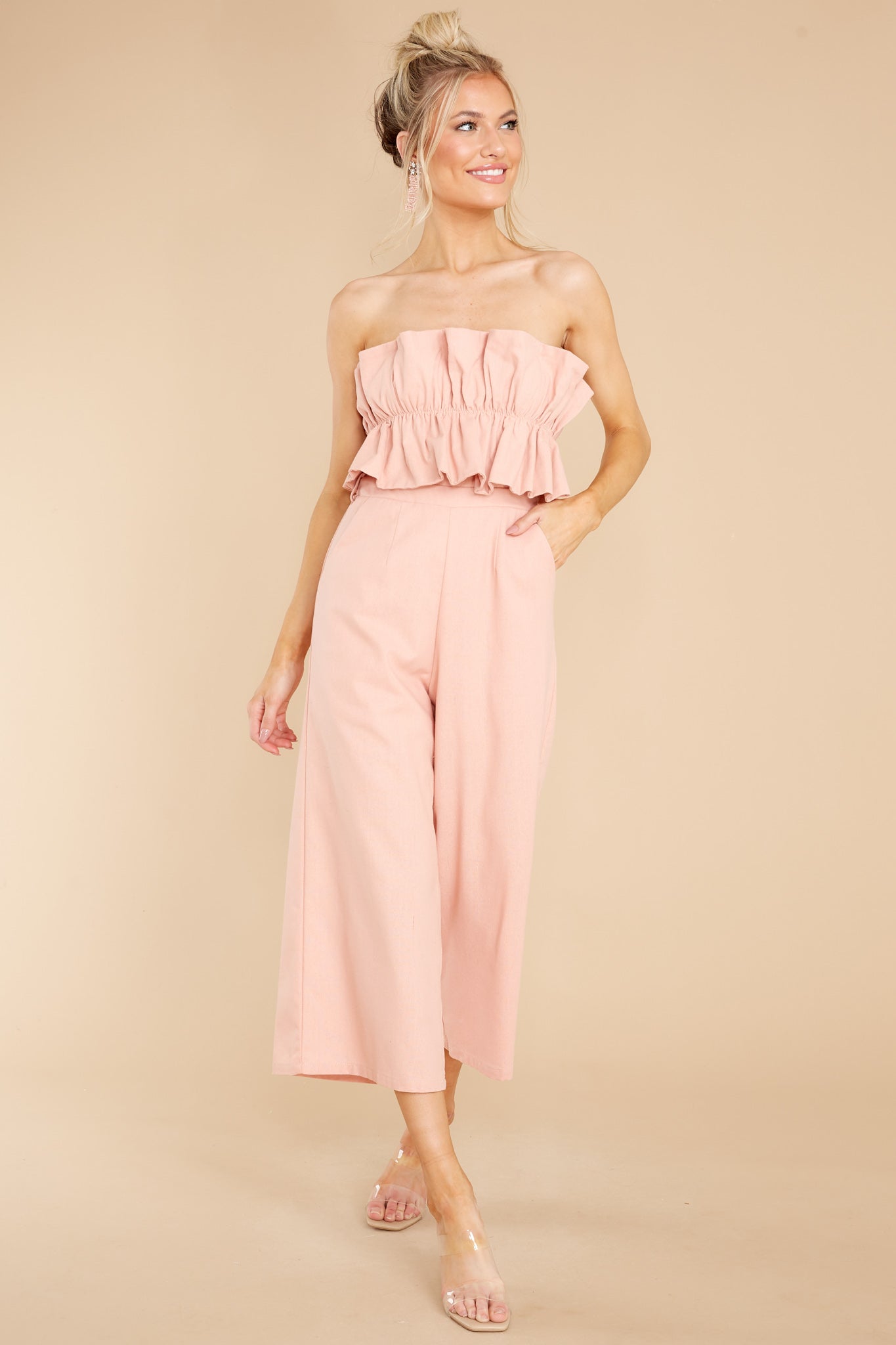 Can You Believe This Blush Jumpsuit