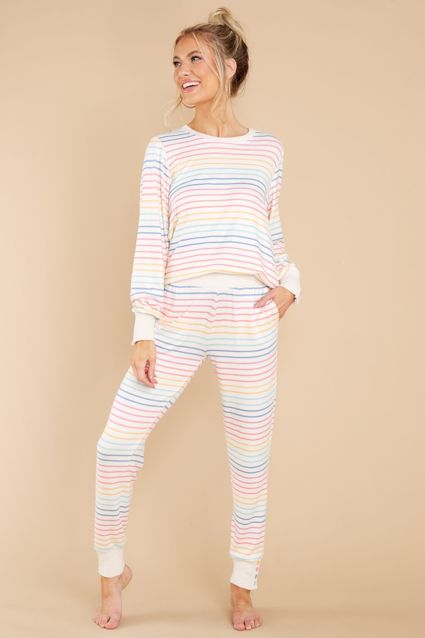 Crazy About Color Ivory Multi Stripe Top