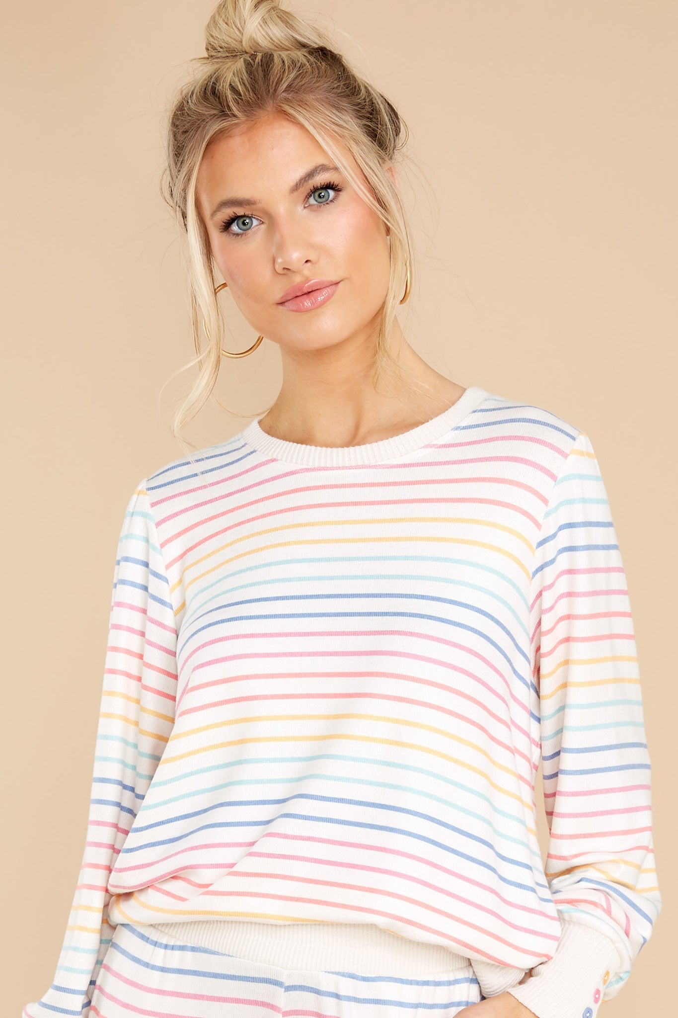 Crazy About Color Ivory Multi Stripe Top