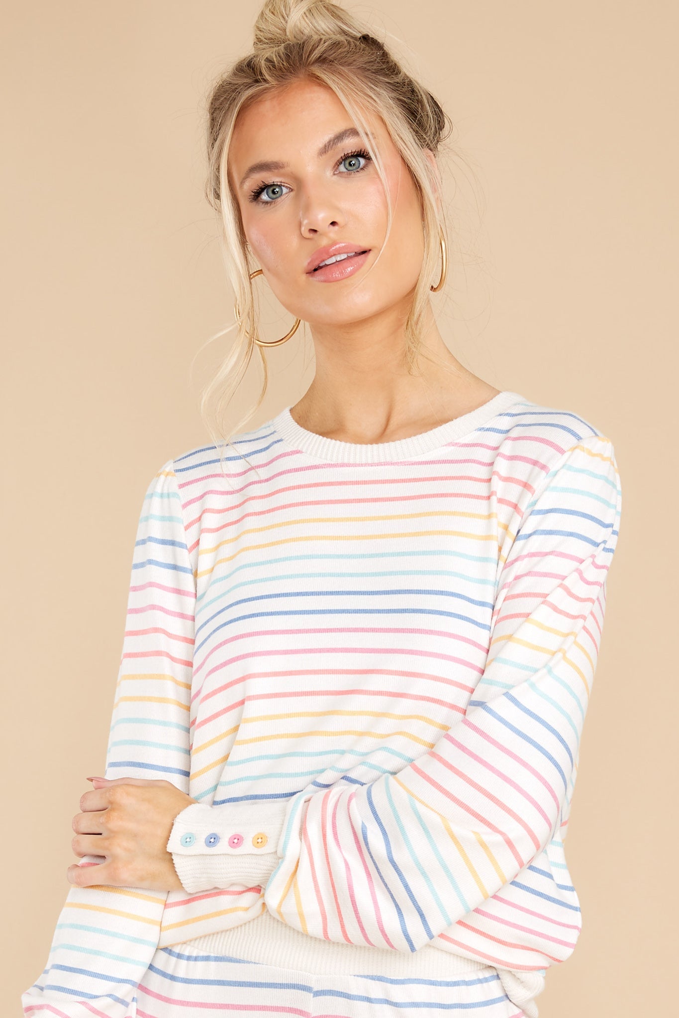 Crazy About Color Ivory Multi Stripe Top
