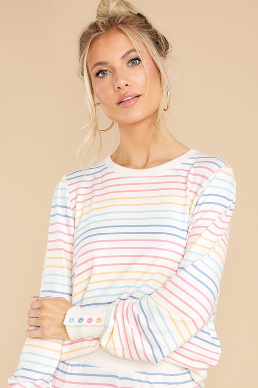 Crazy About Color Ivory Multi Stripe Top