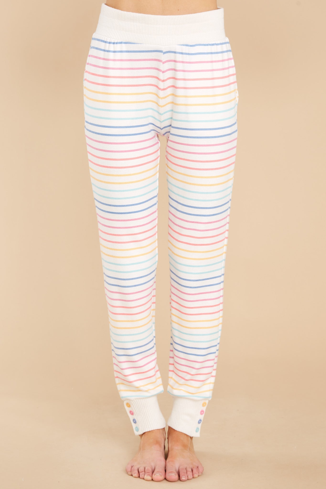 Beautiful Dreamer Ivory Multi Stripe Joggers