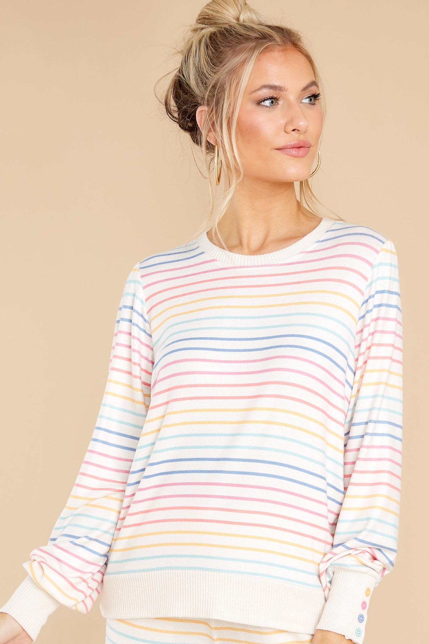 Crazy About Color Ivory Multi Stripe Top