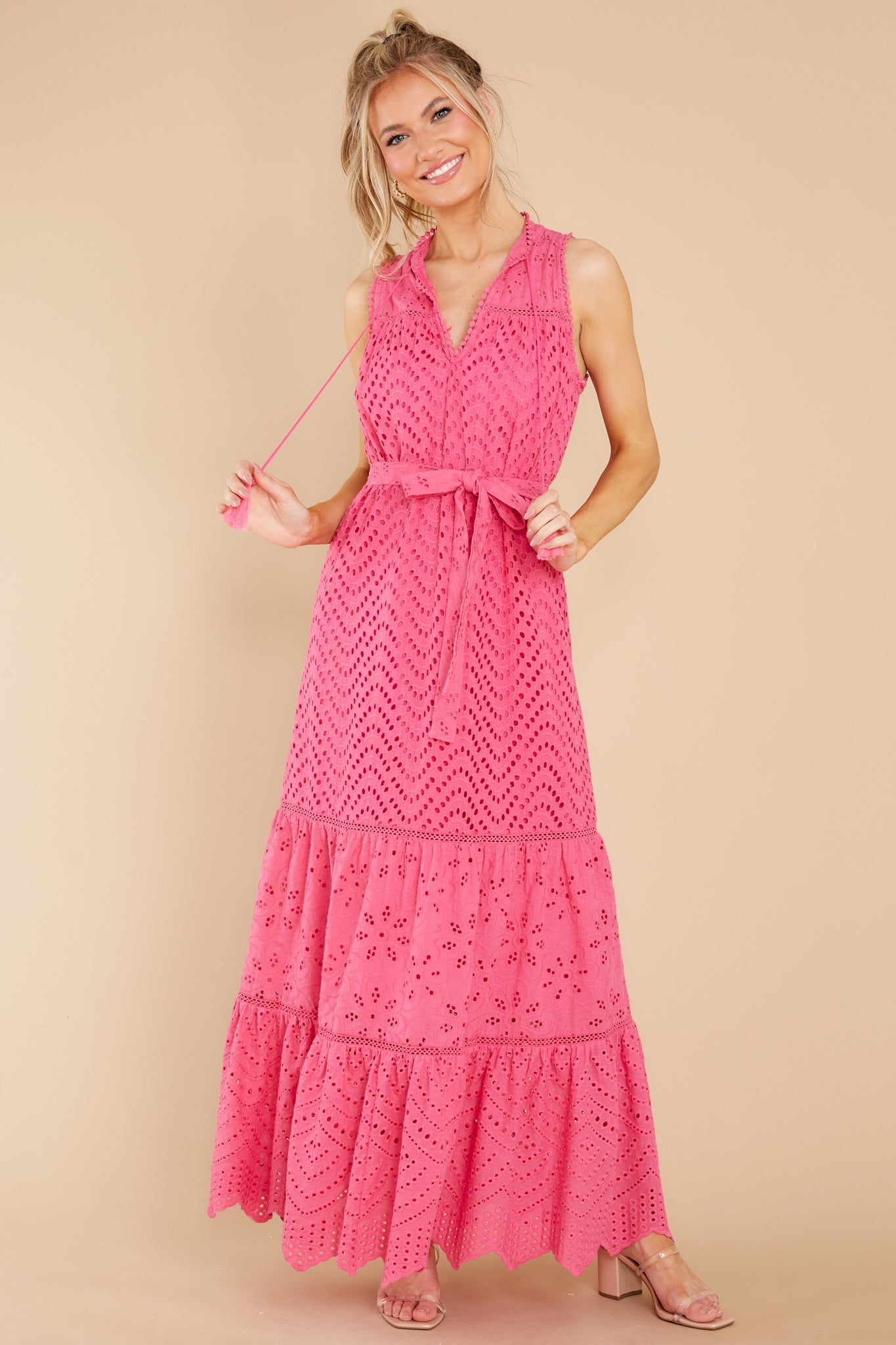 Estelle Carmine Pink Maxi Dress