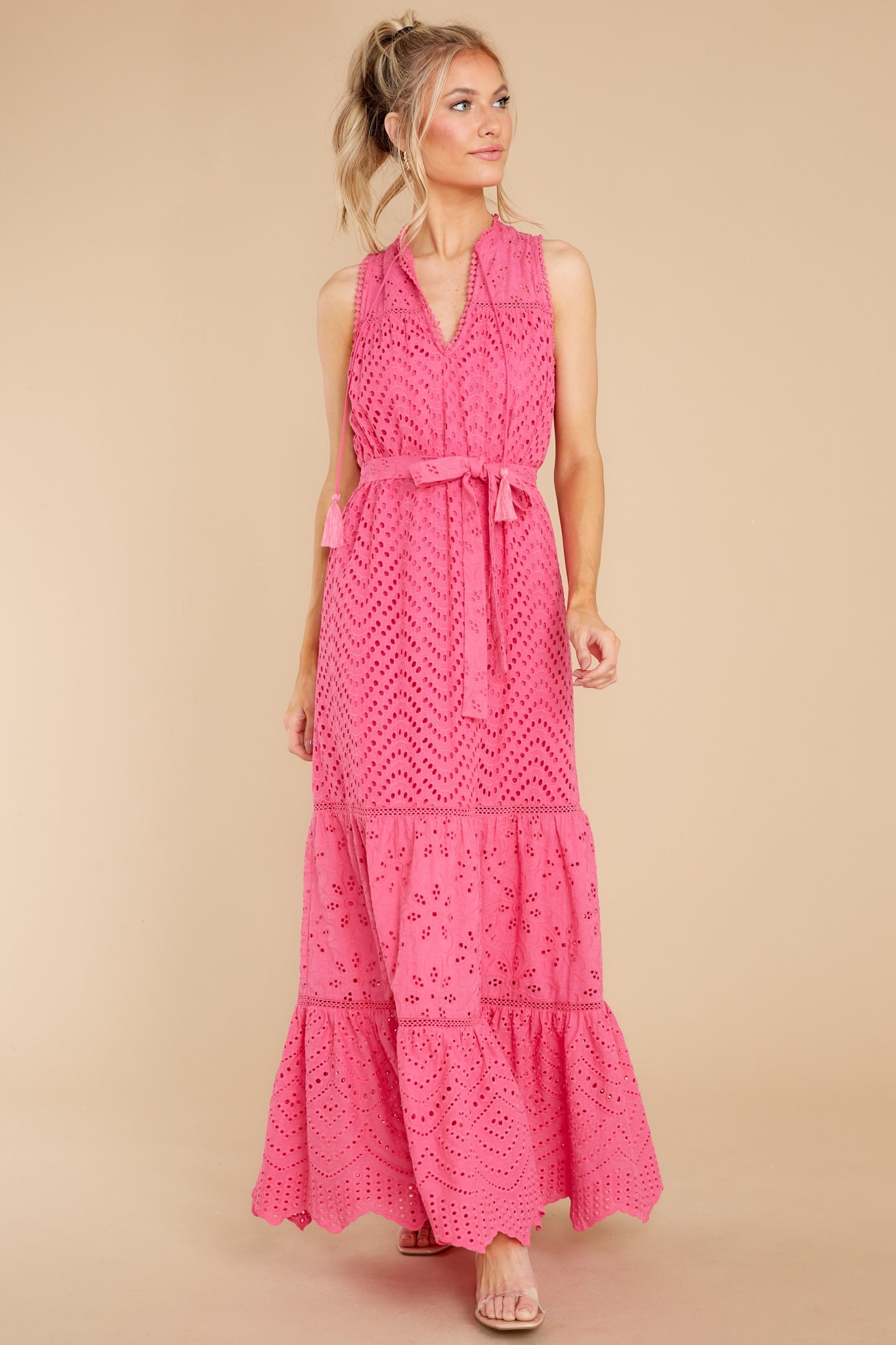 Estelle Carmine Pink Maxi Dress