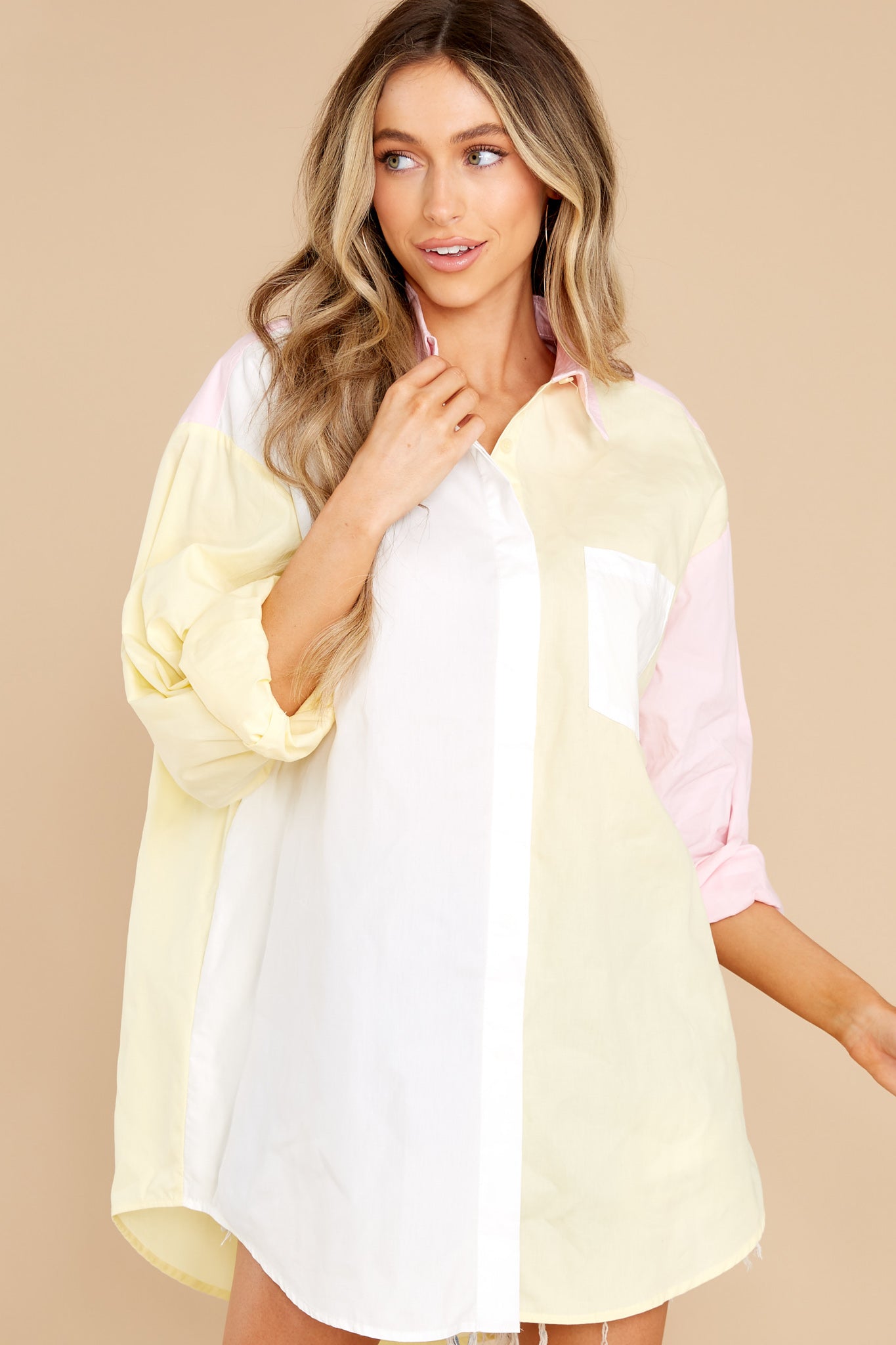 Bottom Line Is Light Yellow Multi Top