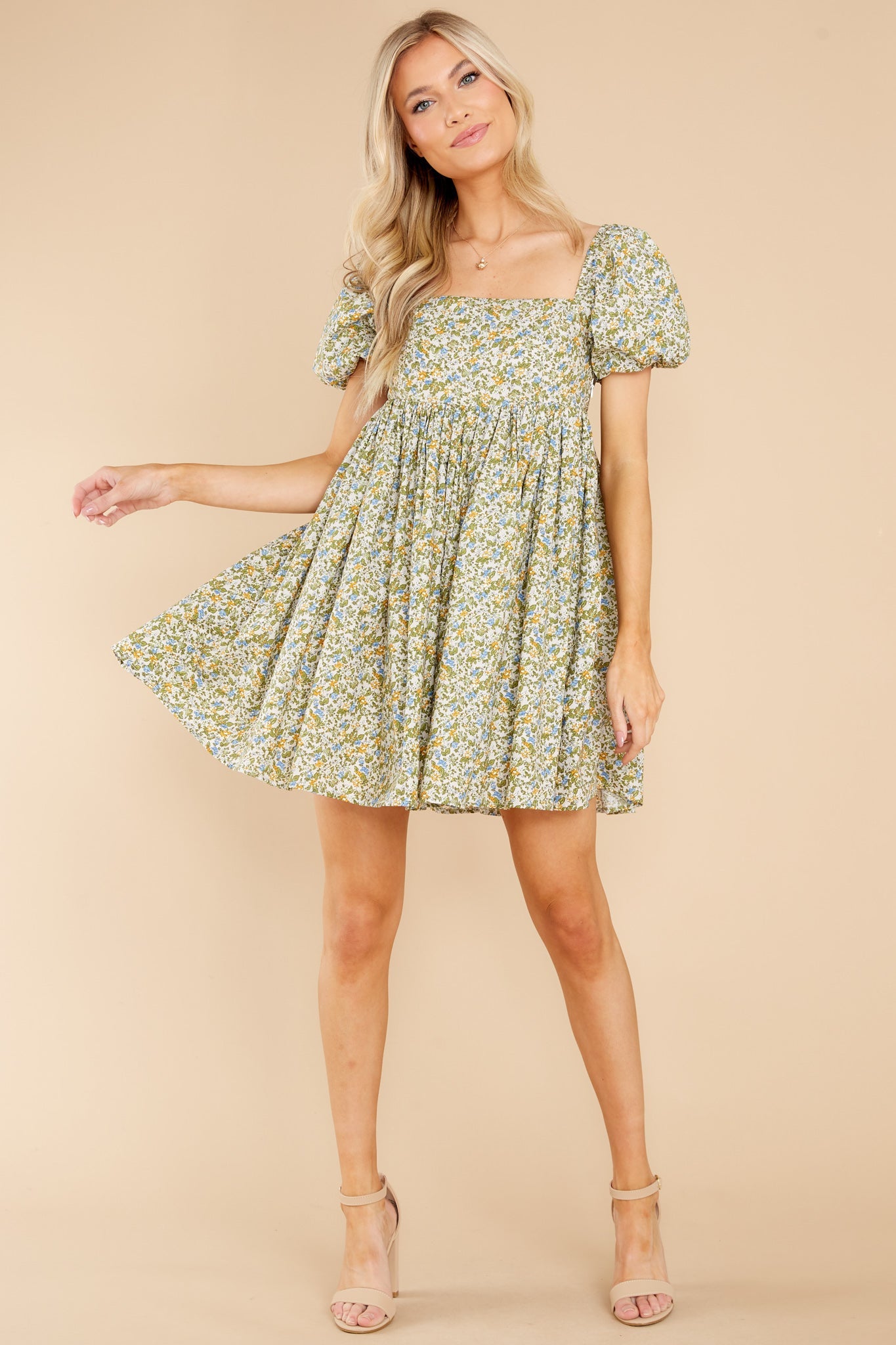 Forces of Nature Green Floral Print Dress
