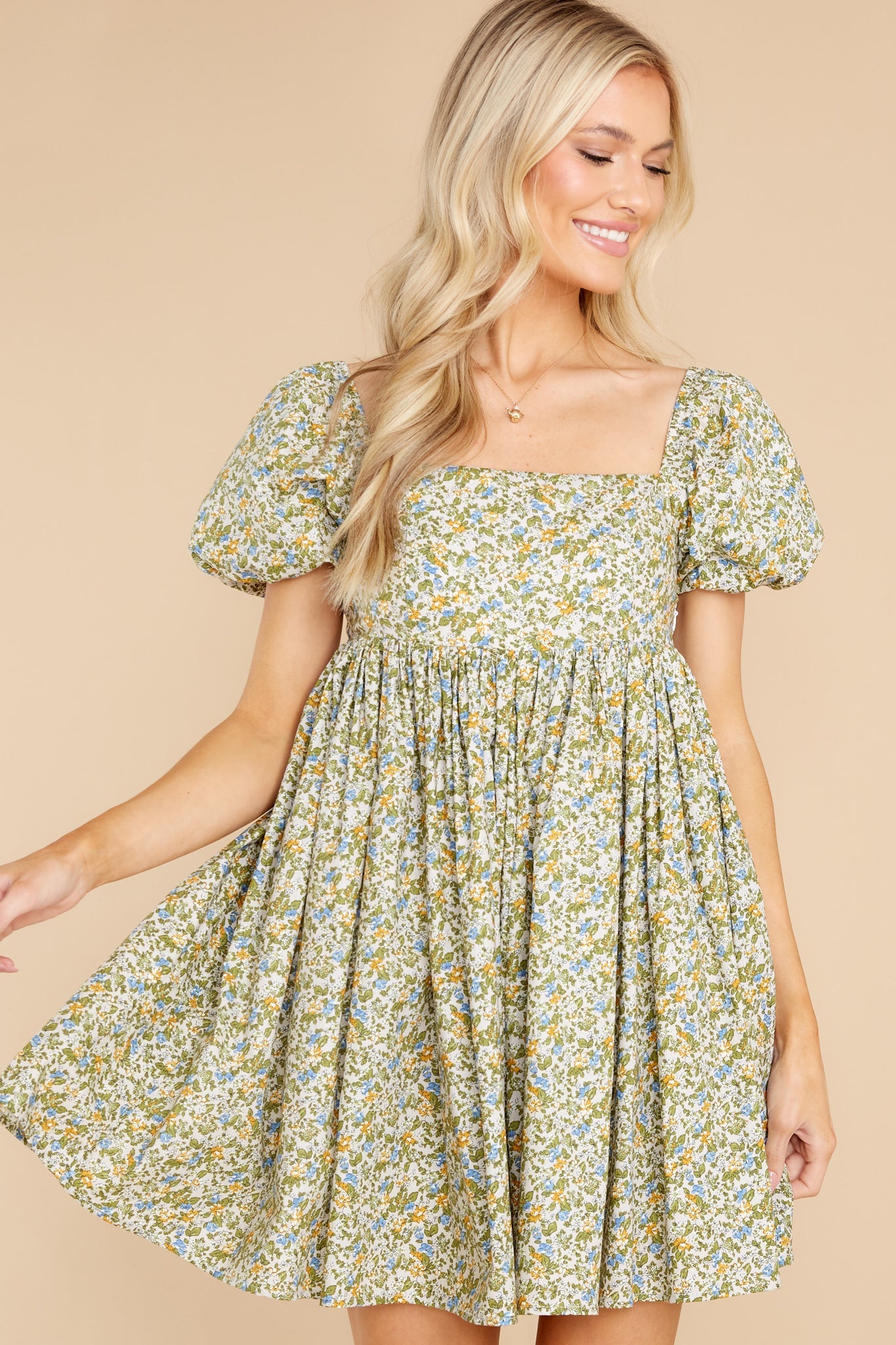 Forces of Nature Green Floral Print Dress