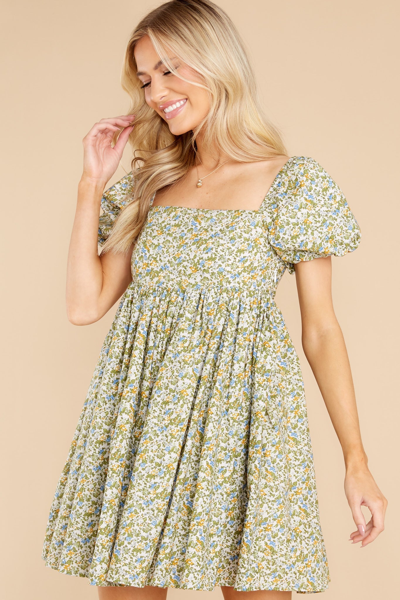 Forces of Nature Green Floral Print Dress
