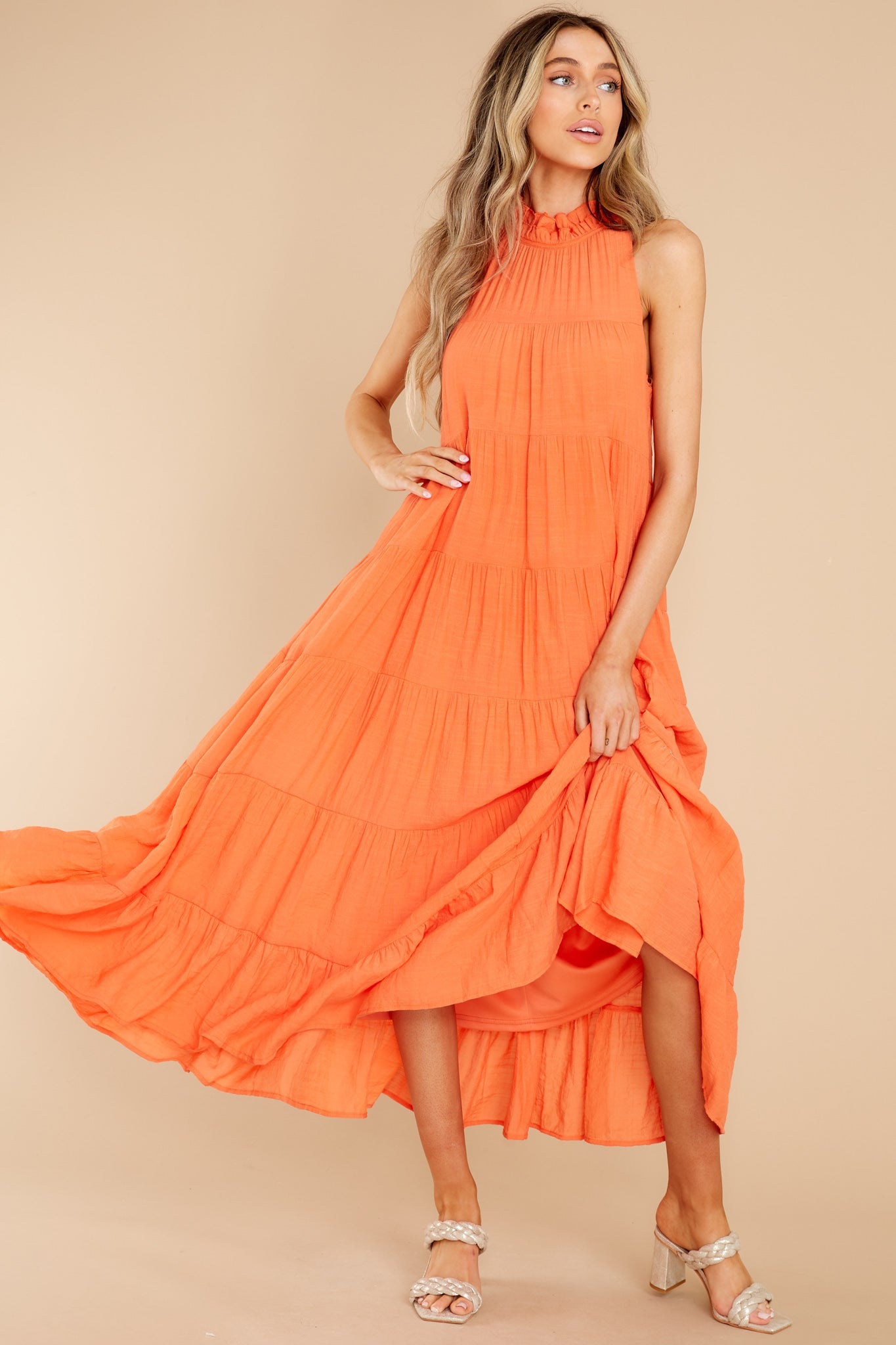 Take Me Dancing Orange Maxi Dress