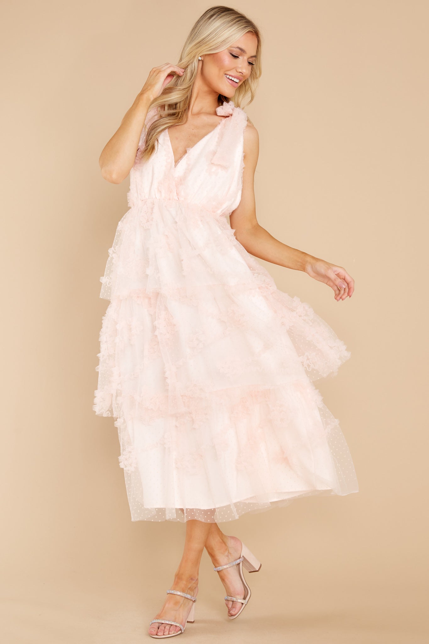 Stolen Glances Light Pink Midi Dress