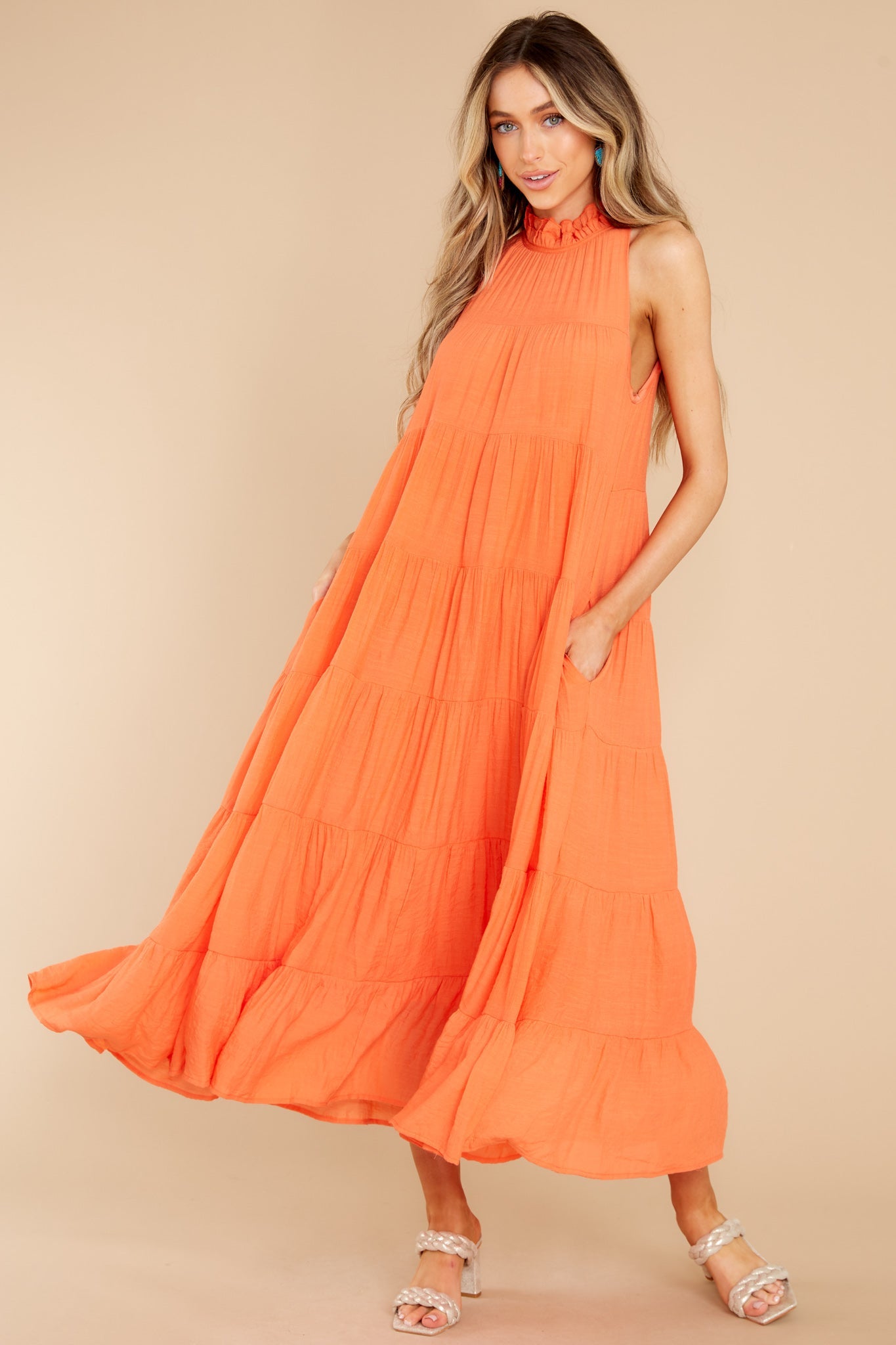 Take Me Dancing Orange Maxi Dress