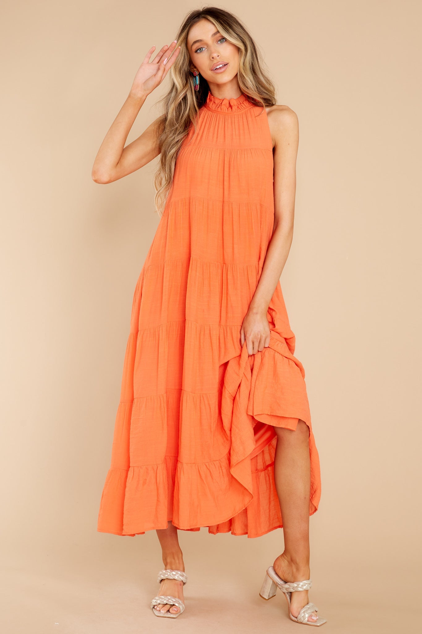 Take Me Dancing Orange Maxi Dress