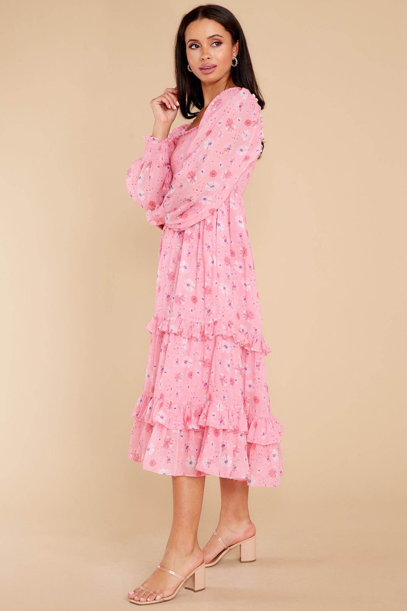 Miri Coral Blaze Midi Dress