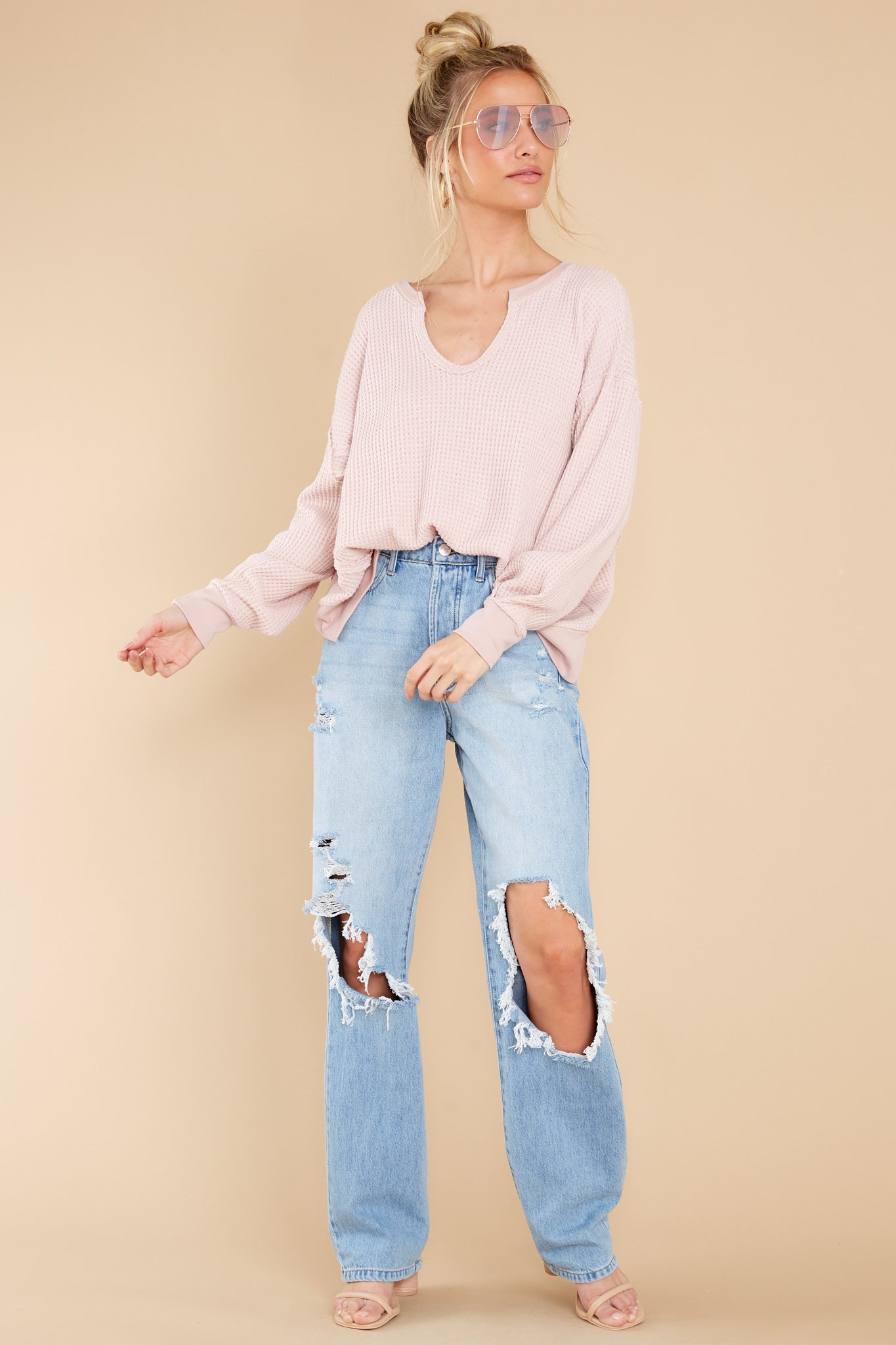 Let Her Be Cozy Light Pink Top