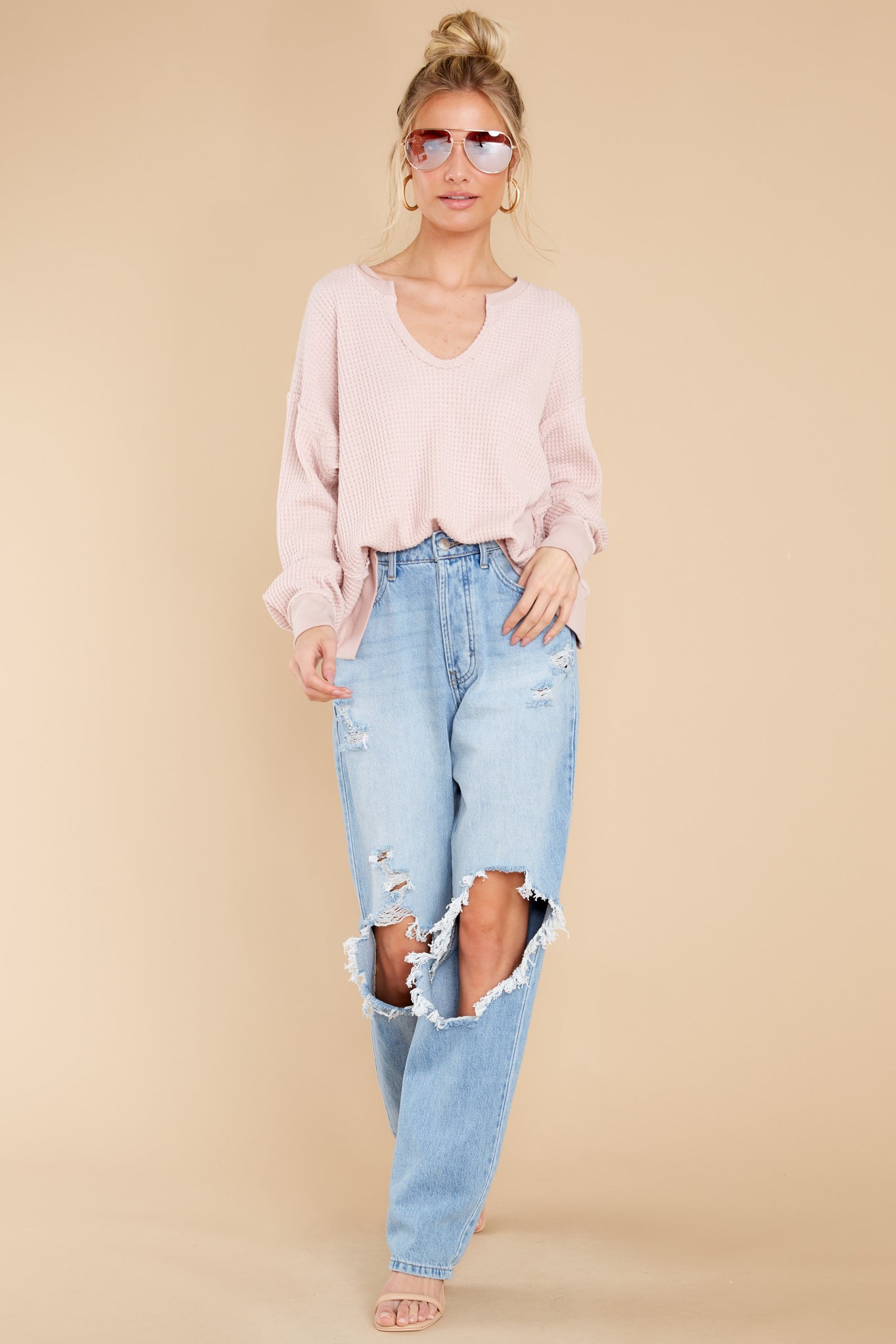 Let Her Be Cozy Light Pink Top