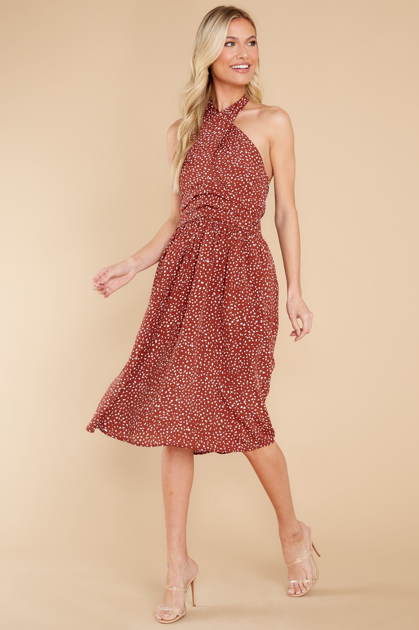 Courtland Brown Sea Pebble Crossover Dress