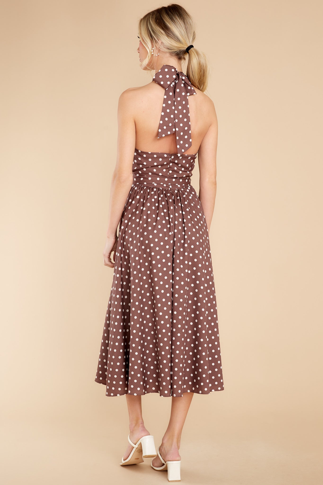 Let This Be Love Brown Polka Dot Midi Dress