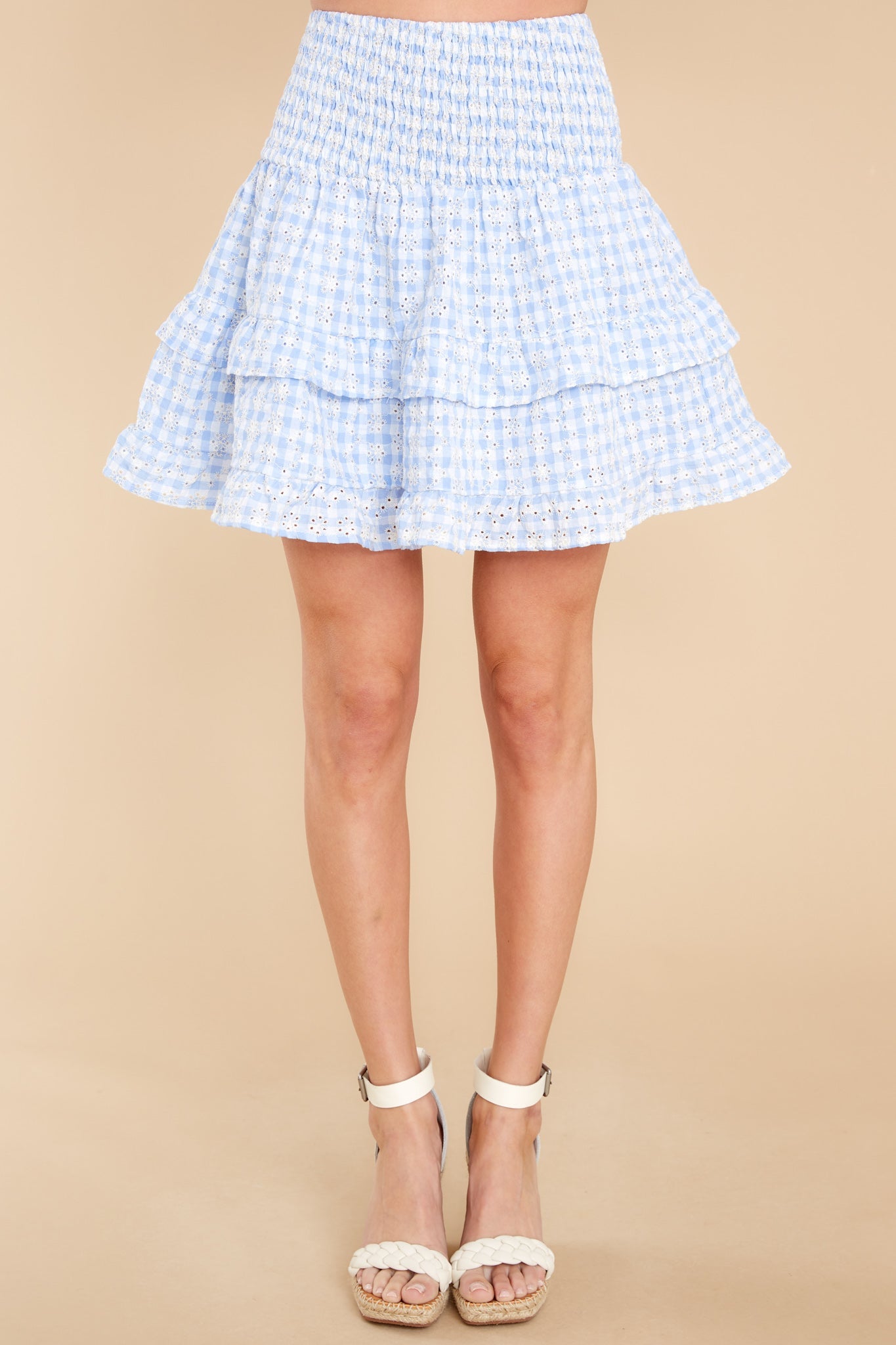 Sunshine On My Mind Light Blue Gingham Skirt