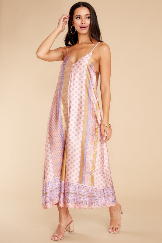 Going Abroad Light Pink Multi Print Jumpsuit