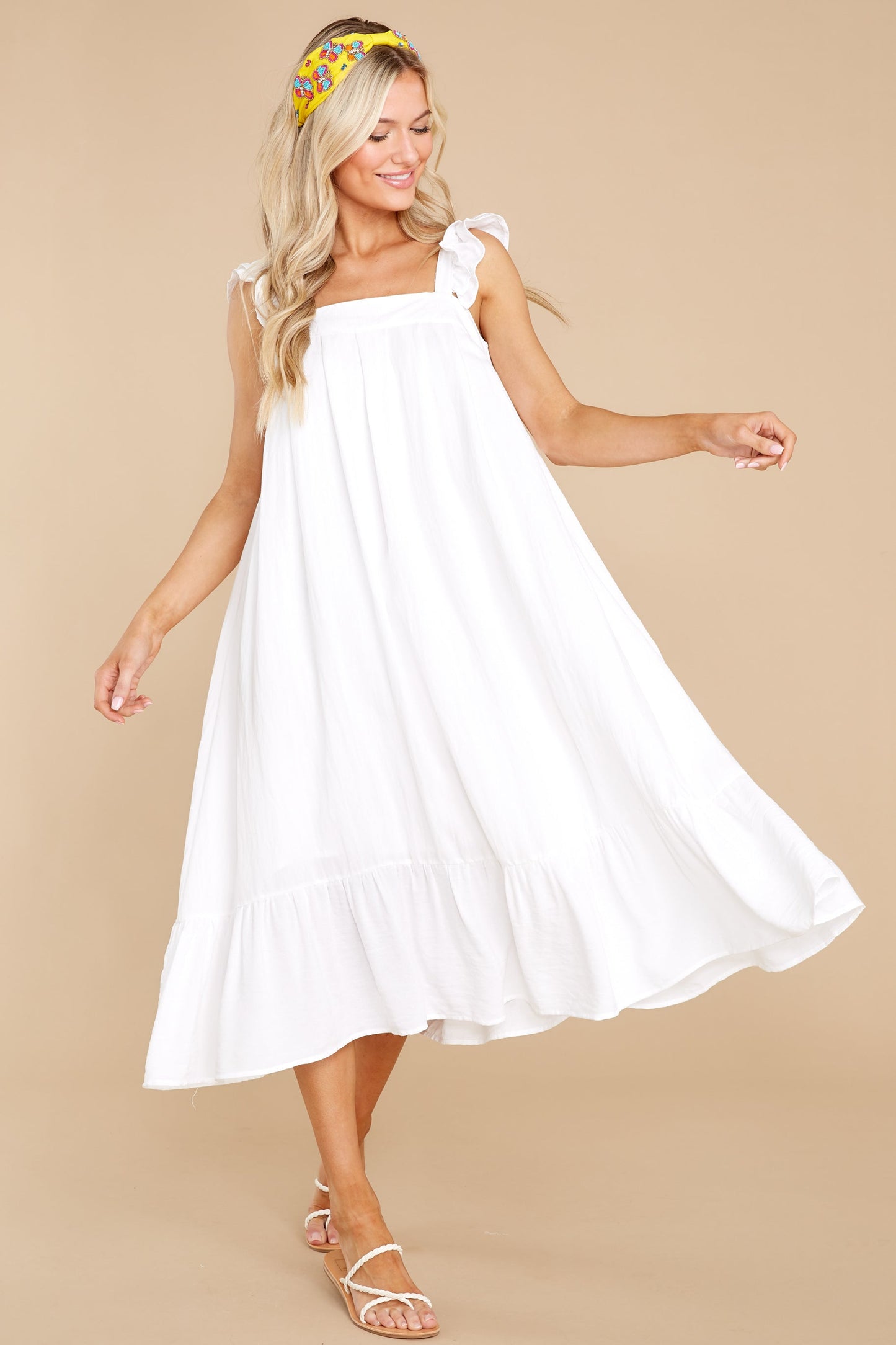 So You Hear White Midi Dress