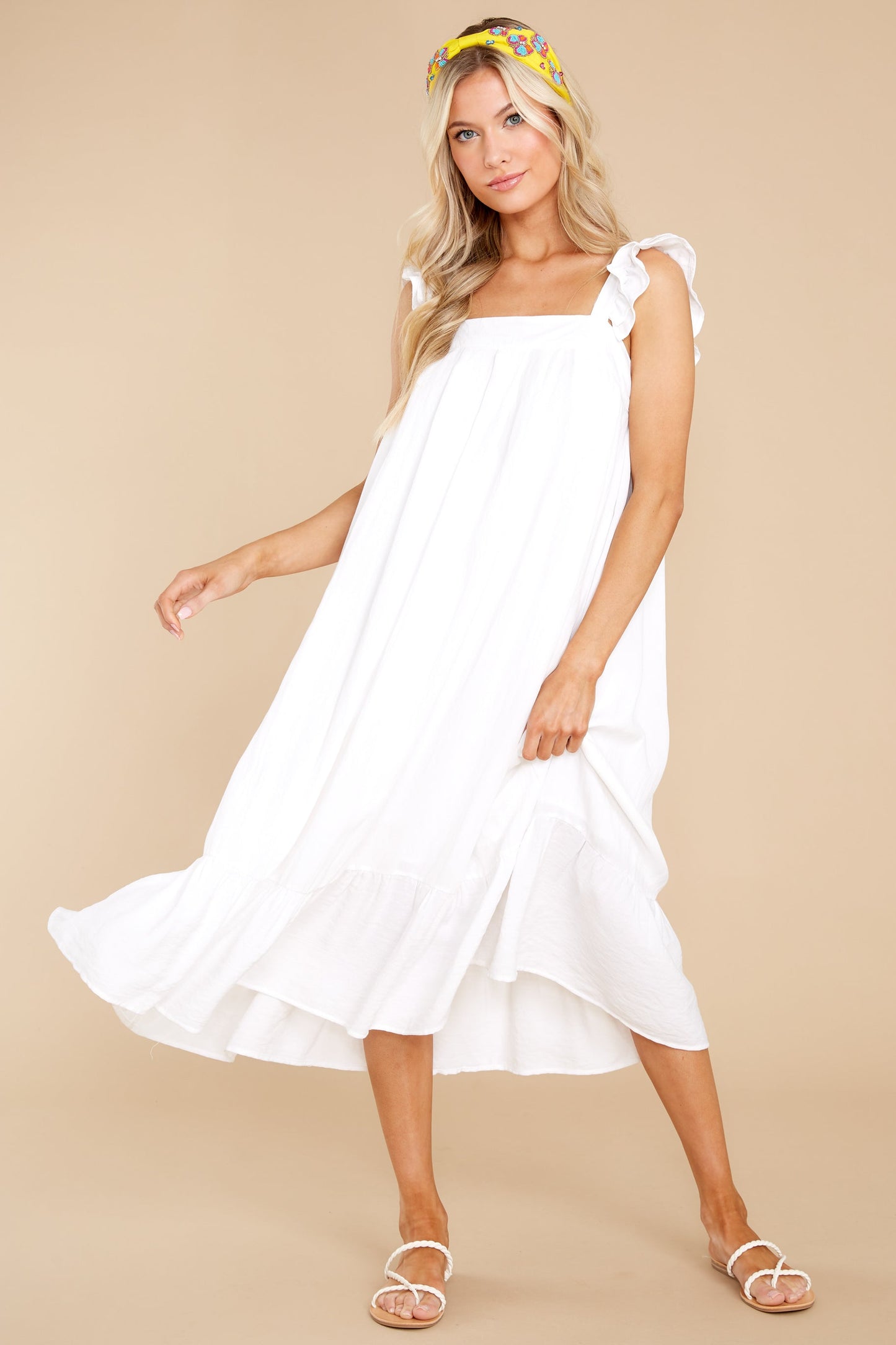 So You Hear White Midi Dress