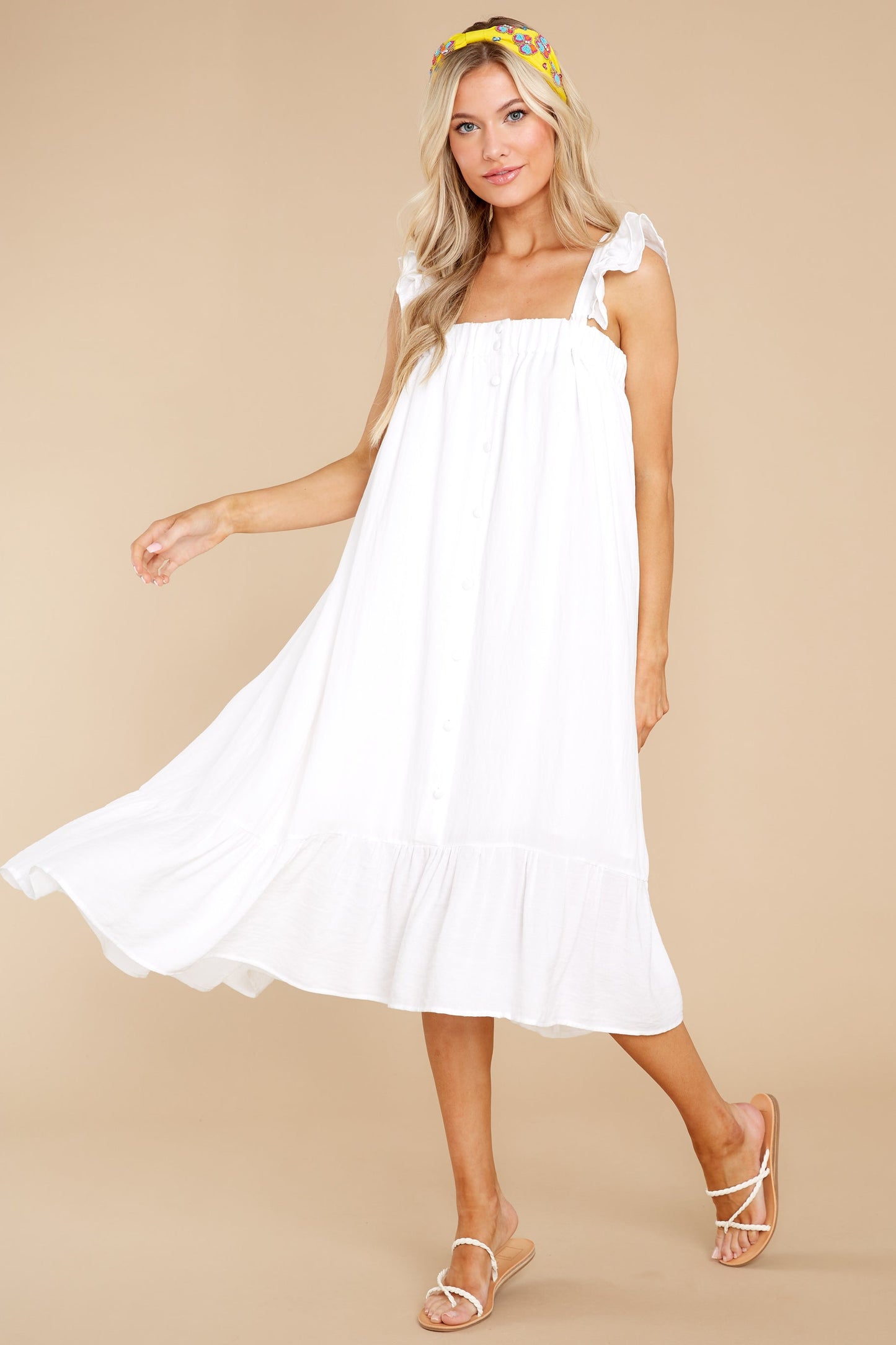 So You Hear White Midi Dress