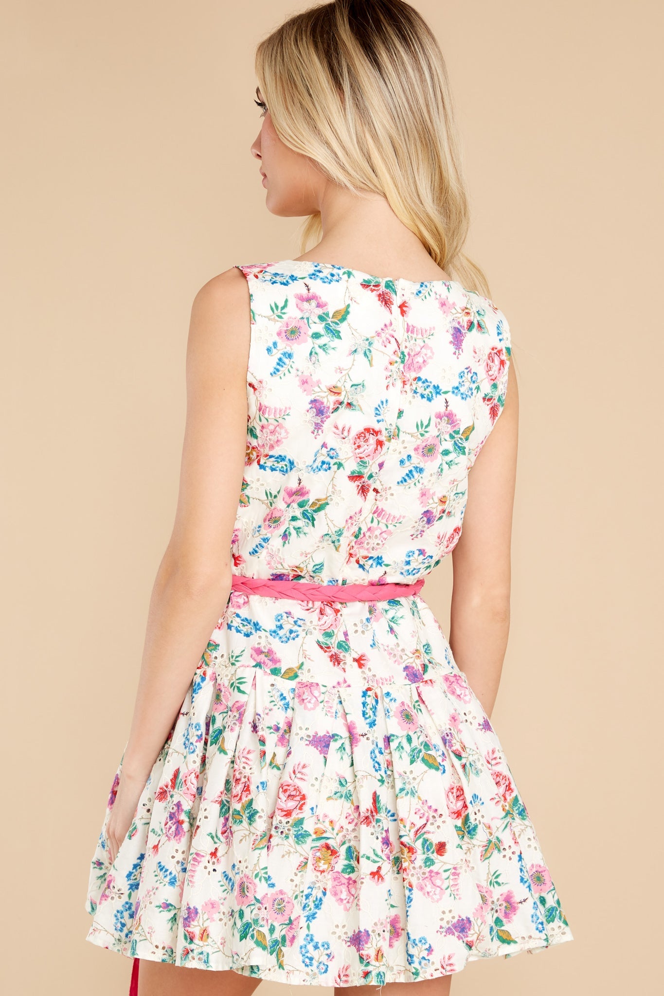 Meet Me In The Meadow Ivory Floral Eyelet Dress