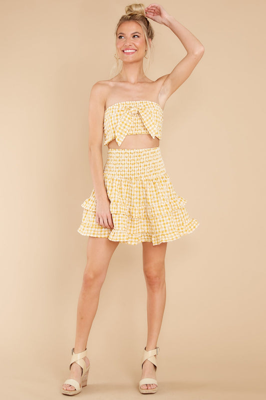 Feeling Confident Yellow Gingham Crop Top