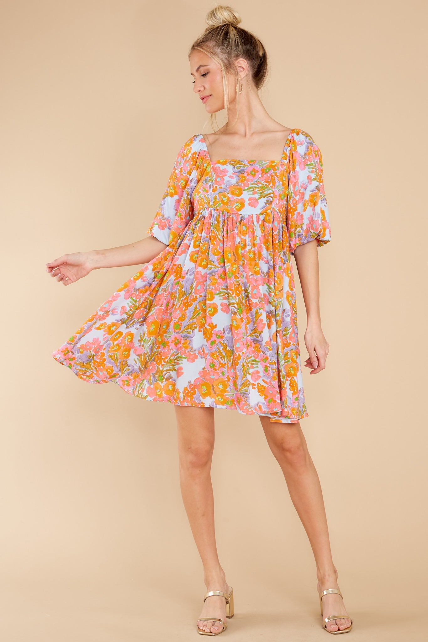 Enchanting Ways Orange Floral Print Dress