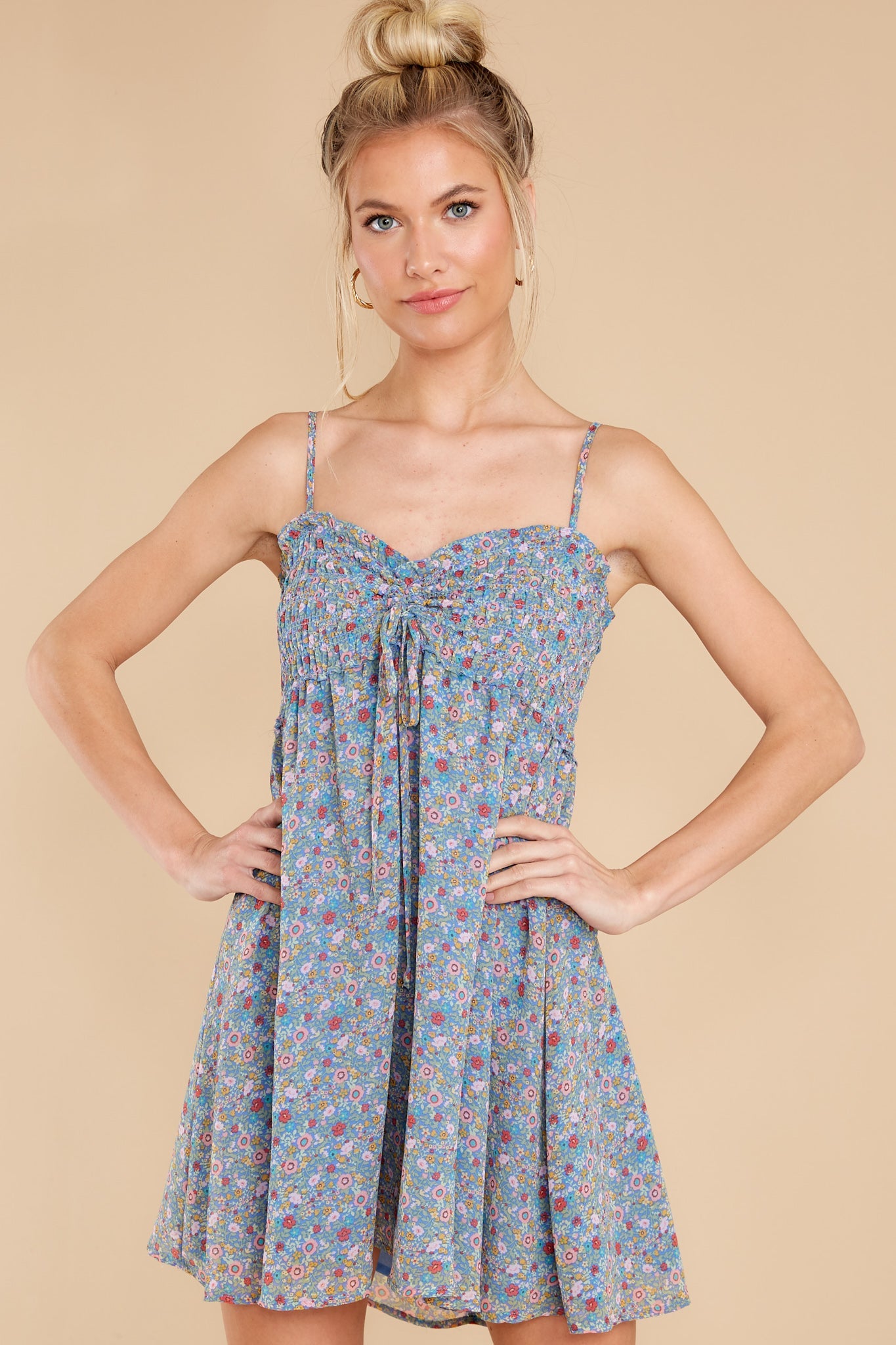 Summer Nights Blue Multi Floral Print Dress