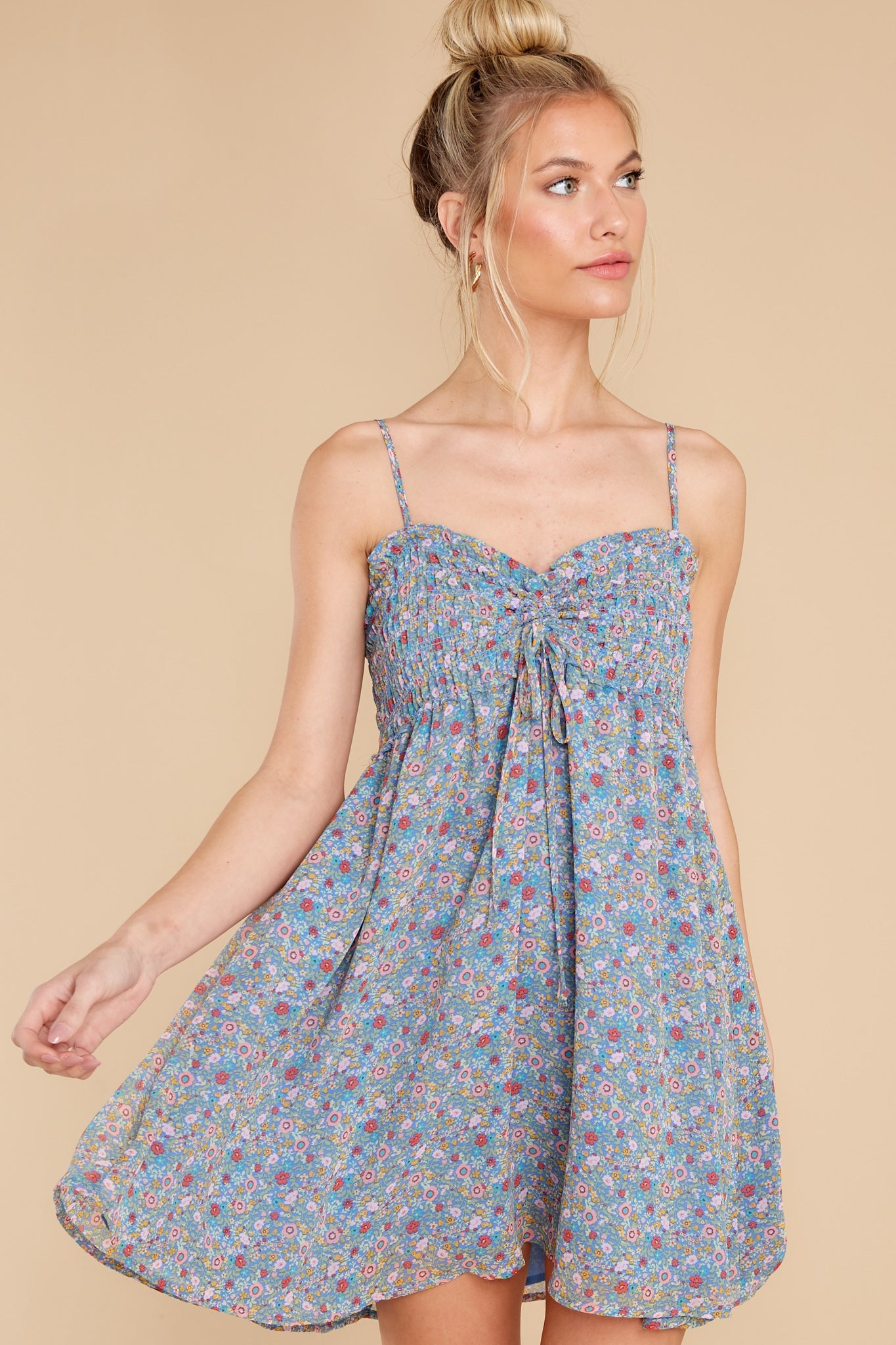 Summer Nights Blue Multi Floral Print Dress