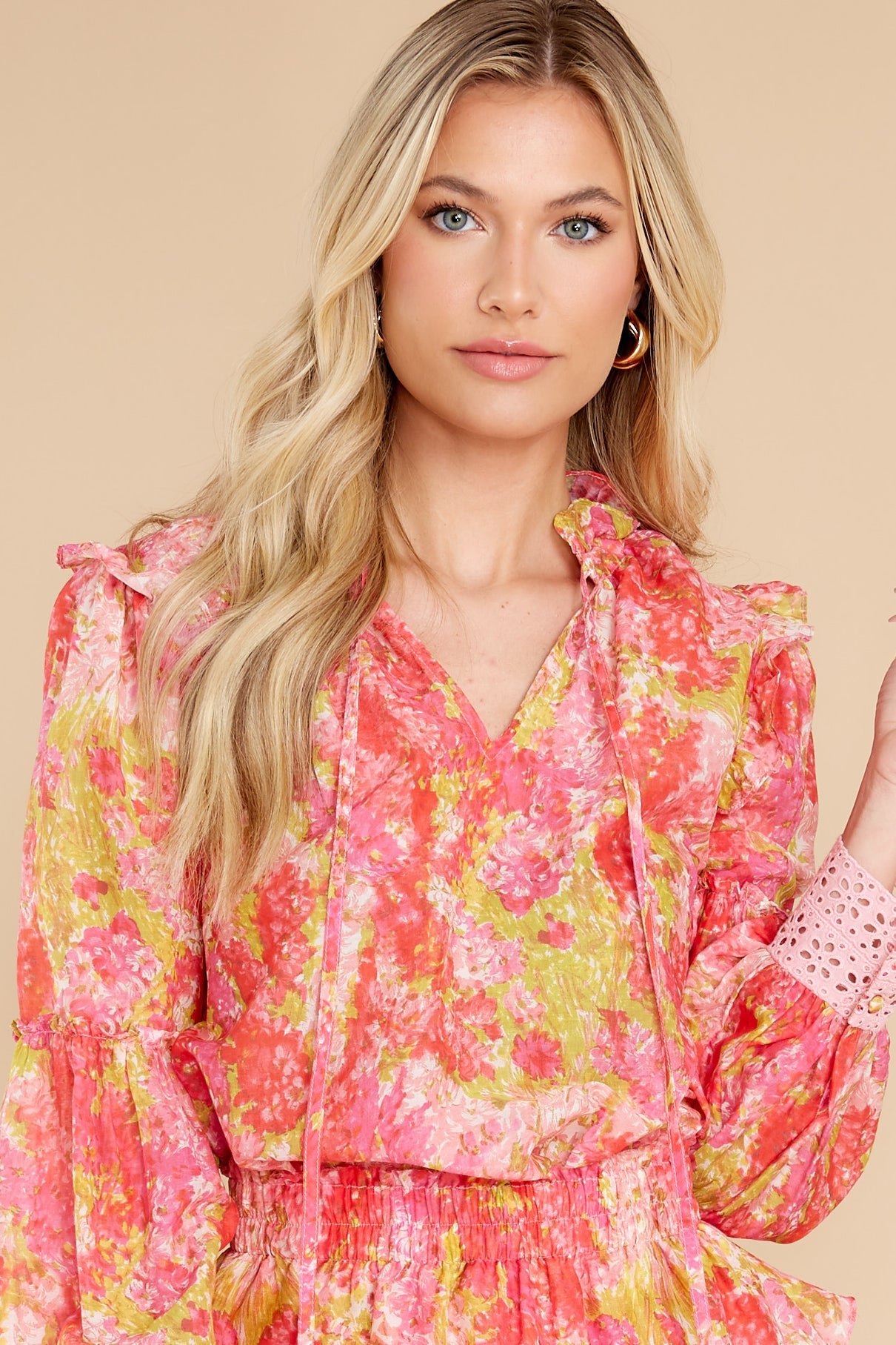 Ronalda Swaying Coral Blouse