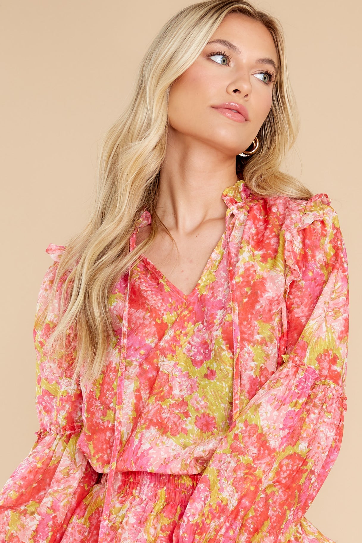 Ronalda Swaying Coral Blouse