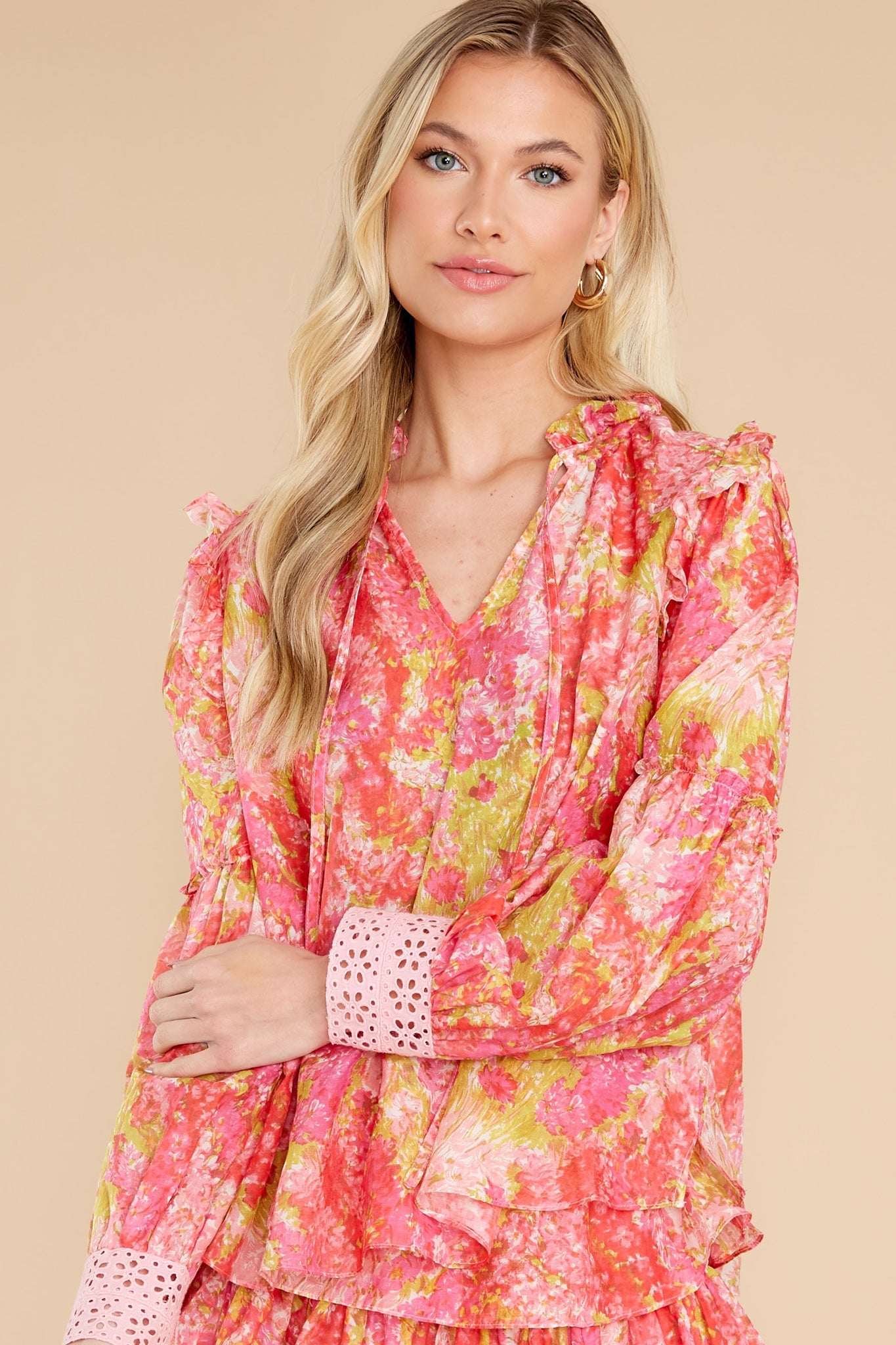 Ronalda Swaying Coral Blouse