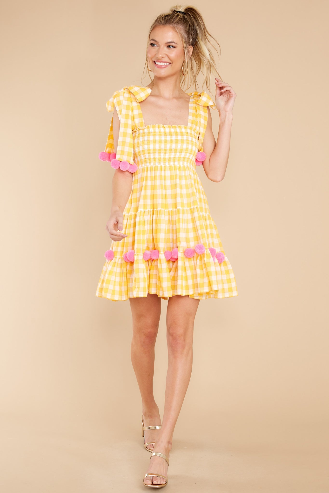 Pippa Yellow Gingham Short Dress