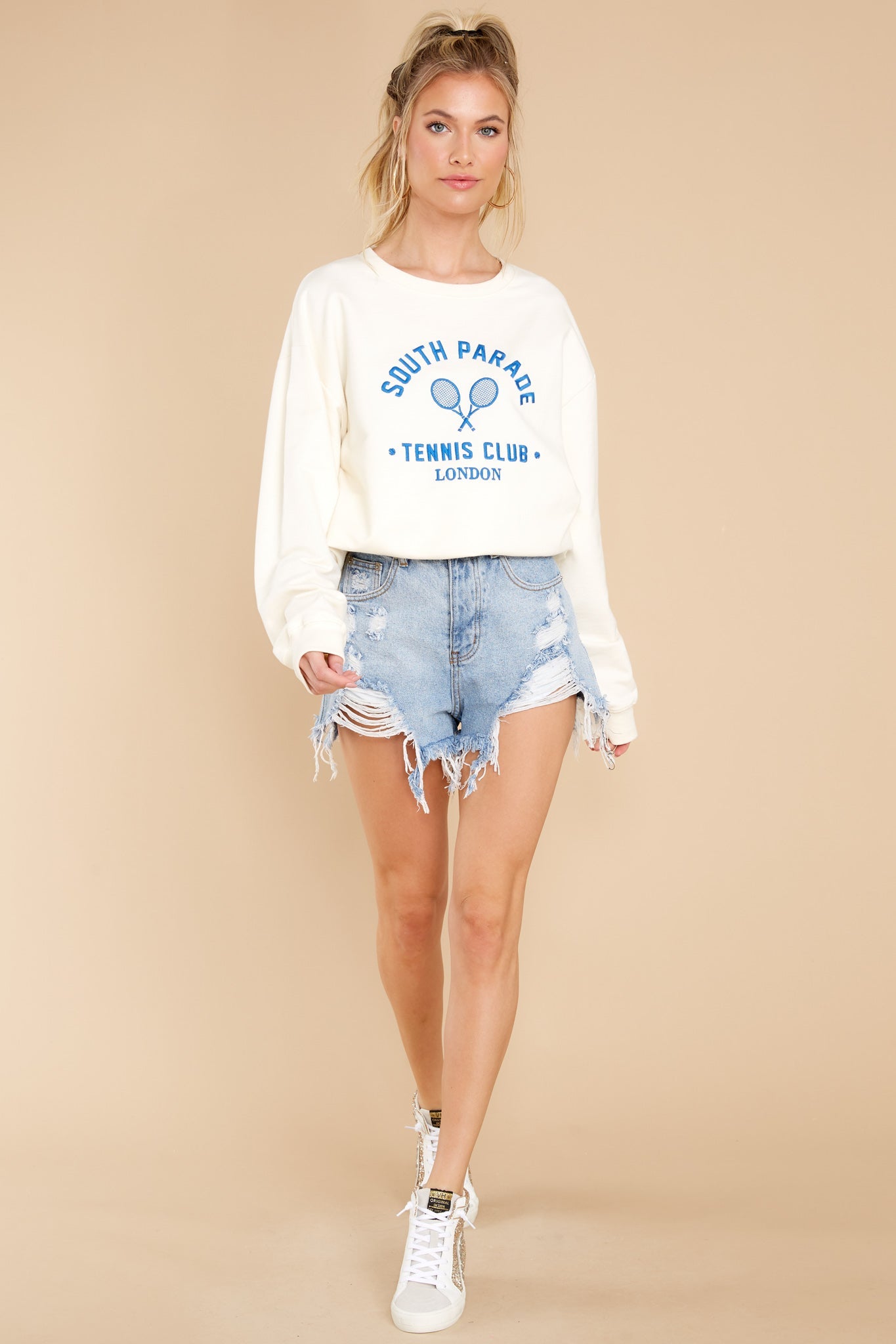 Alexa Tennis Club Off White Oversized Sweatshirt
