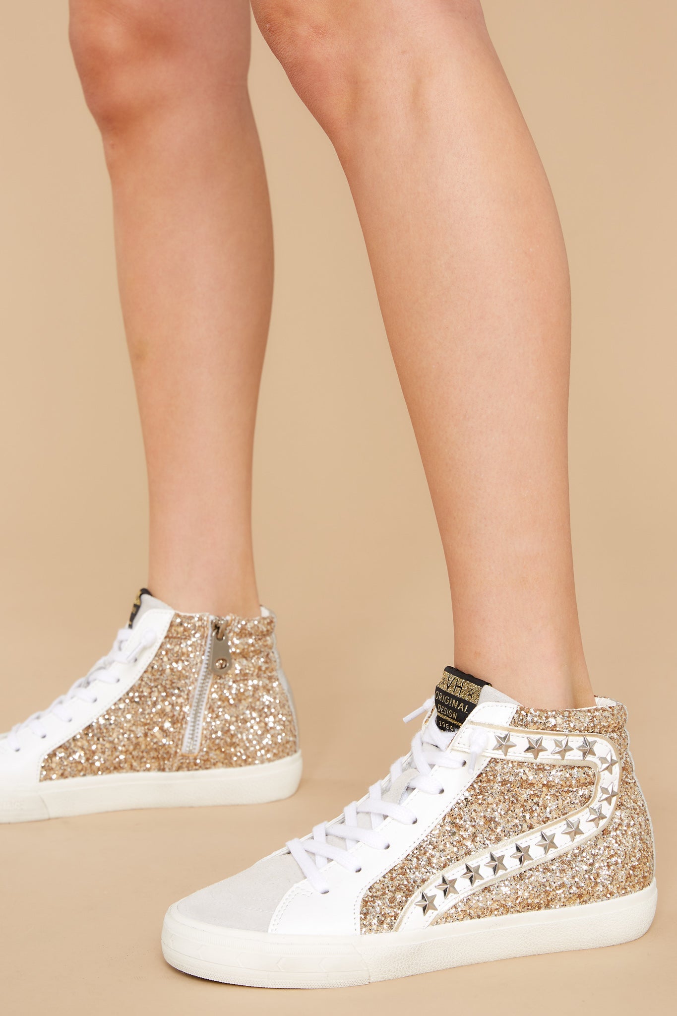 Mateel Gold Grey Multi Glitter High Top Sneakers