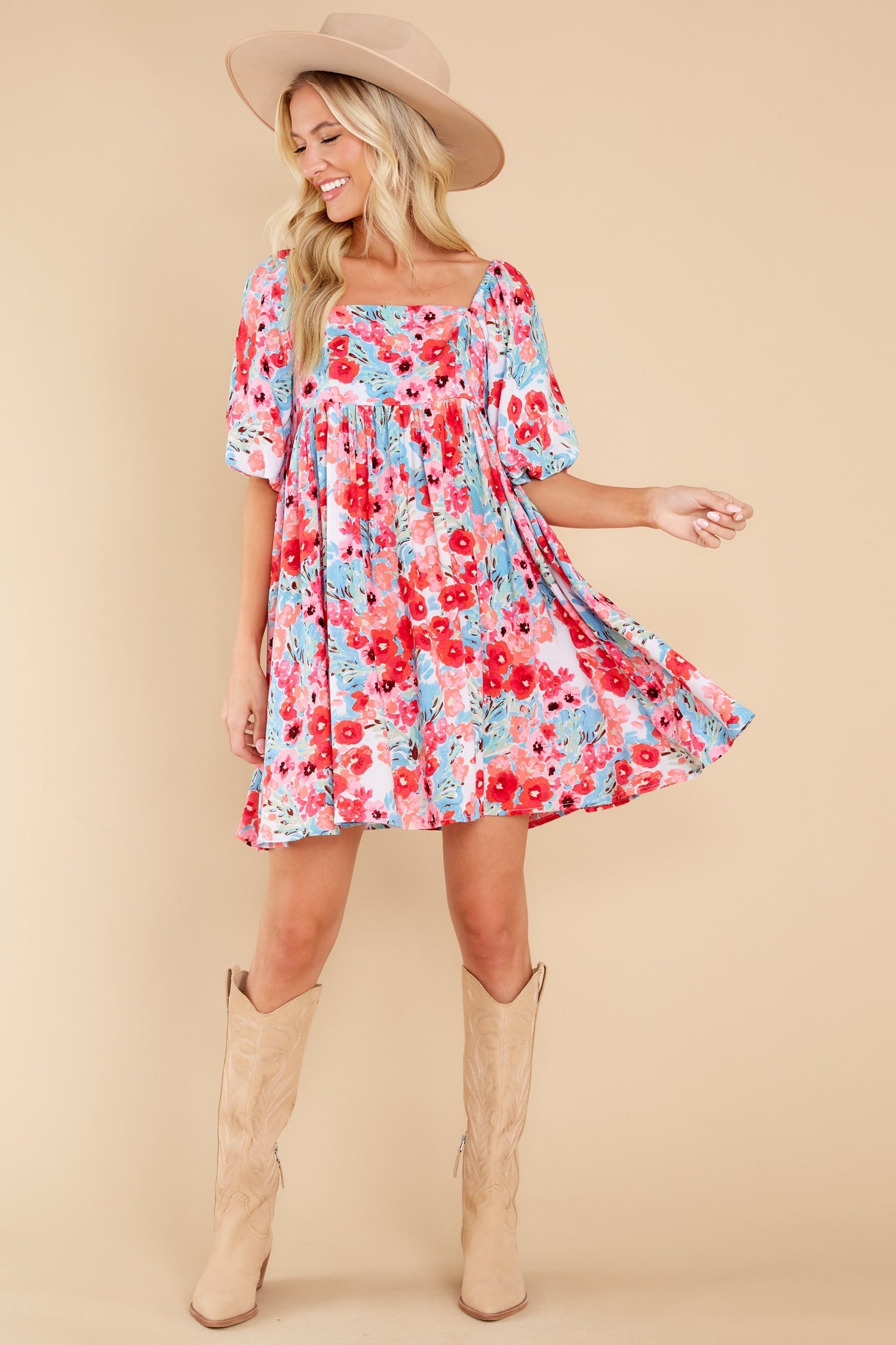 Enchanting Ways Hot Pink Floral Print Dress