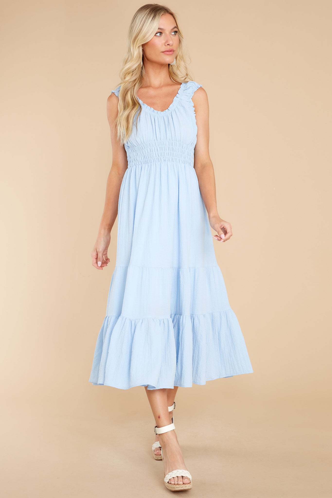 Follow Your Bliss Light Blue Midi Dress