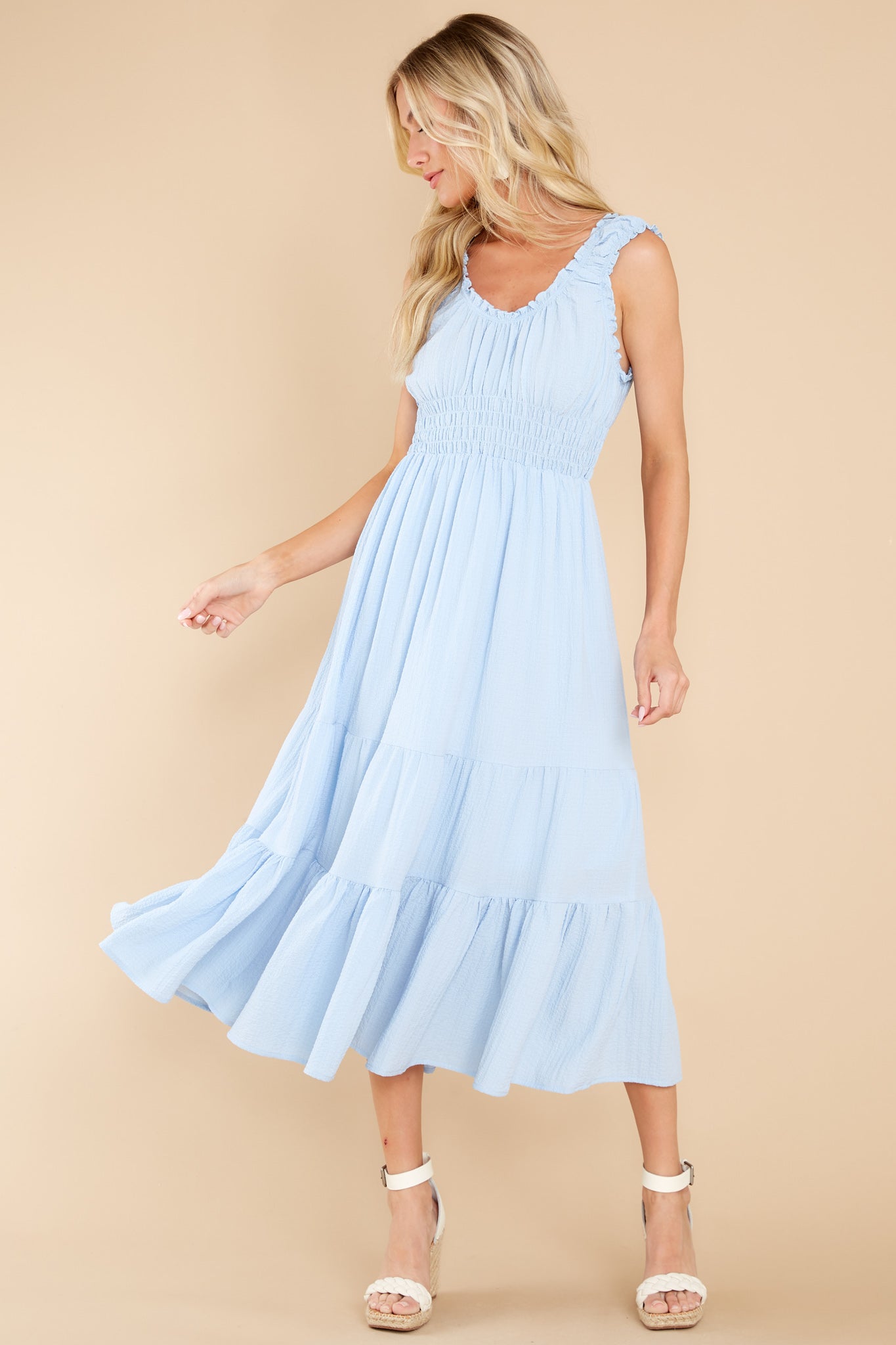 Follow Your Bliss Light Blue Midi Dress