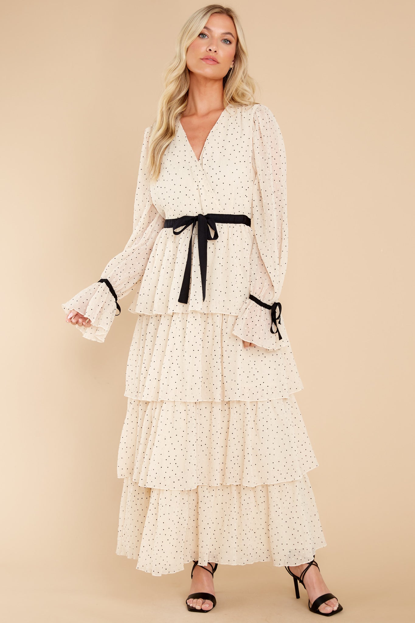 Chic Adoration Ivory Polka Dot Maxi Dress