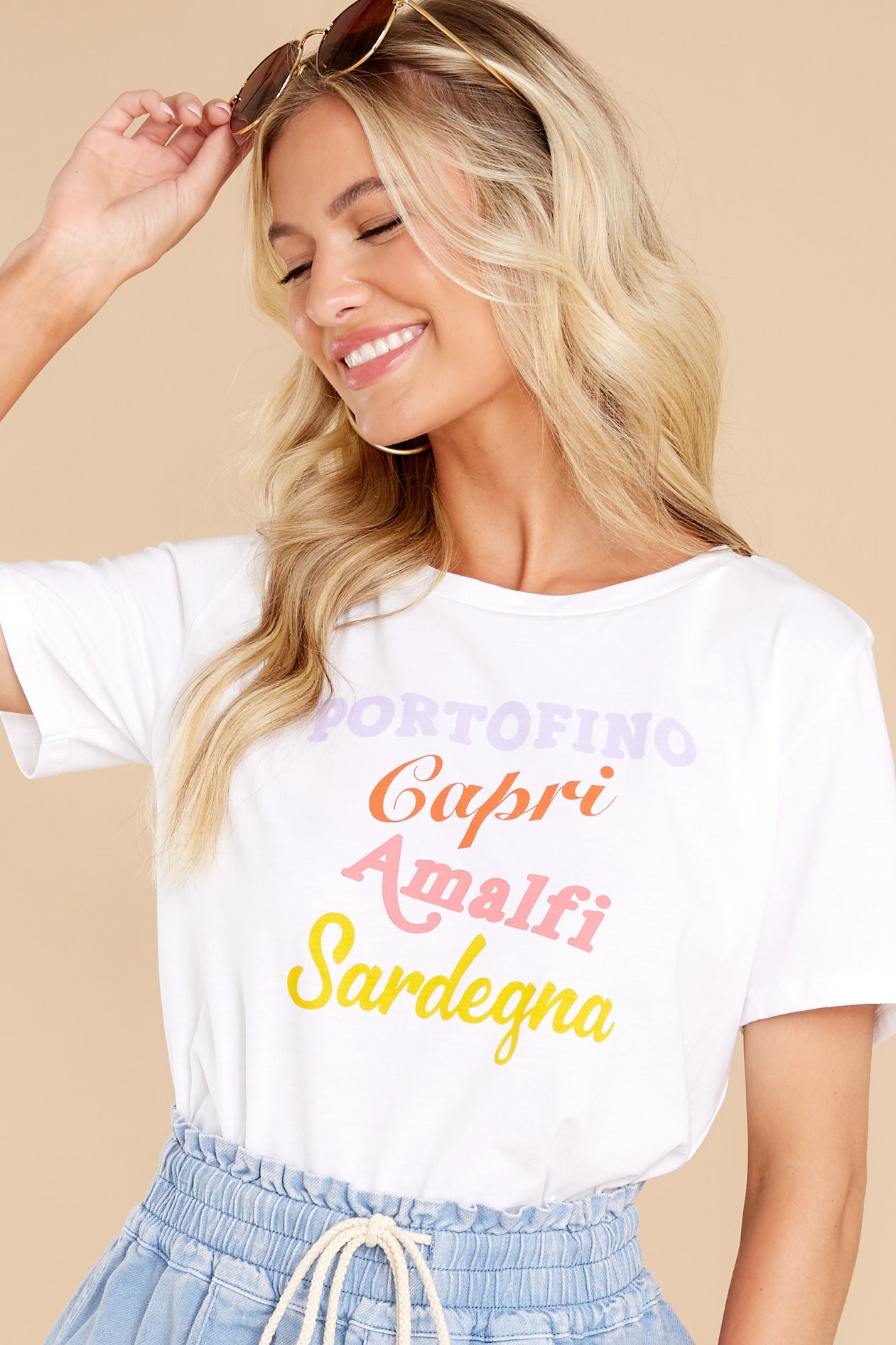 Lola Italian Destinations White Loose Tee