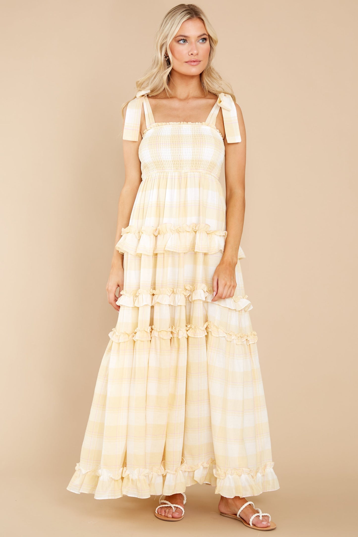 Turn Up The Radio Yellow Gingham Maxi Dress